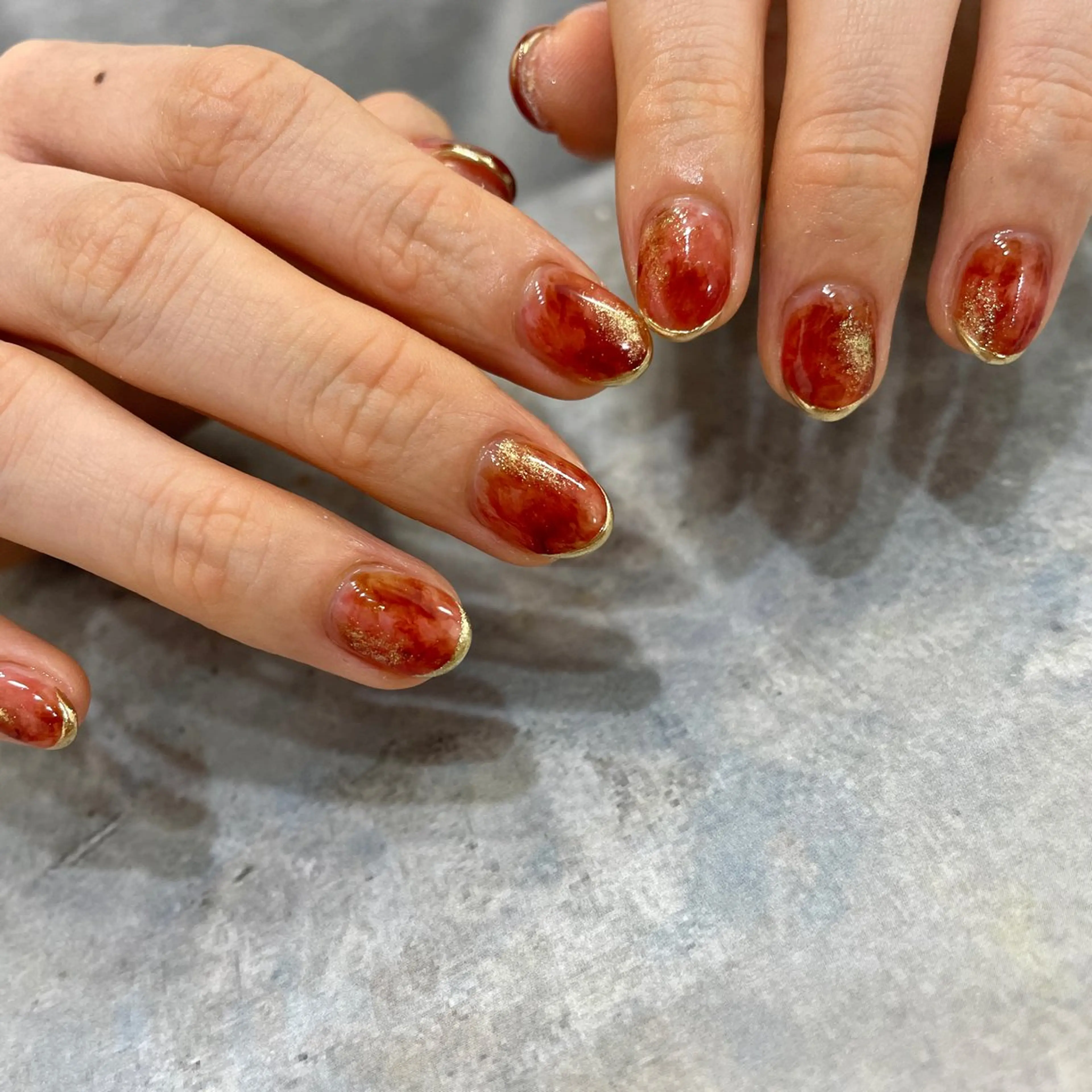 ネイル ボルドー クリアネイル 氷ネイル・うるうるネイル 韓国ネイル ミラーネイル ハンドネイル 園田 ソノダのネイルデザイン