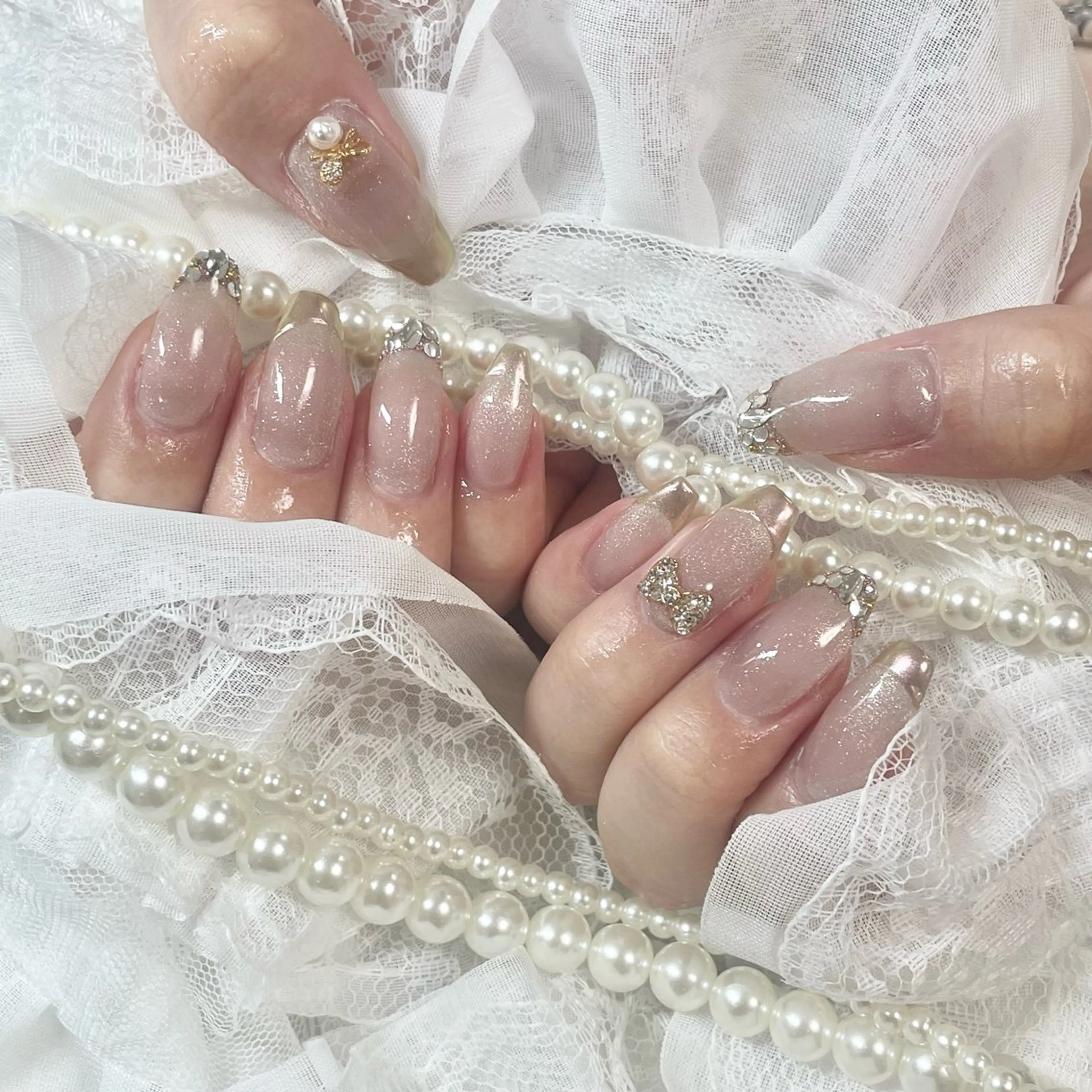 ネイル フレンチネイル ミラーネイル ストーンネイル 🎀AYAKO 🎀中韓ネイルのネイルデザイン