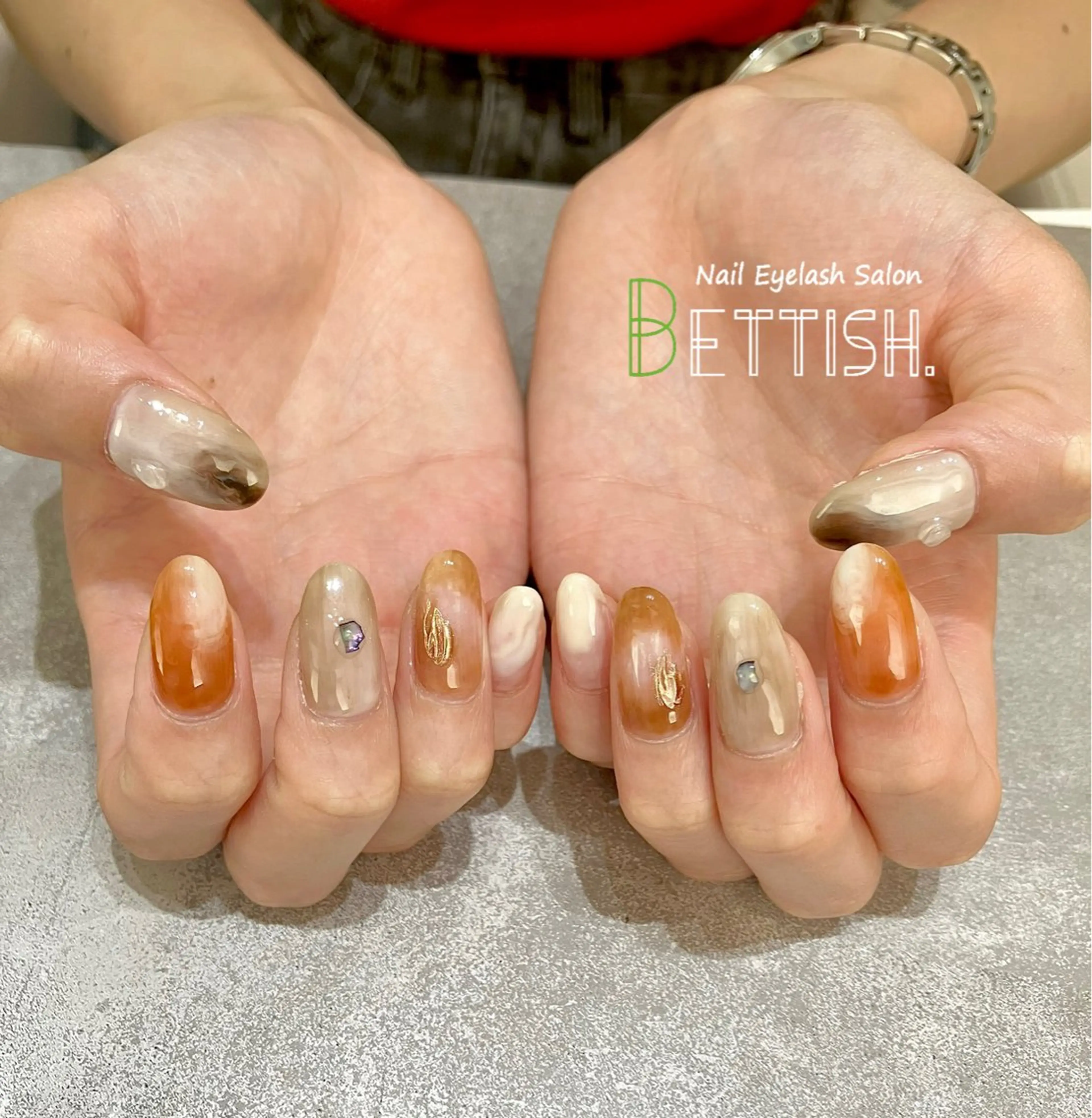 ネイル ニュアンスネイル オレンジ ハンドネイル BETTISH. KUMIKO☺︎︎のネイルデザイン