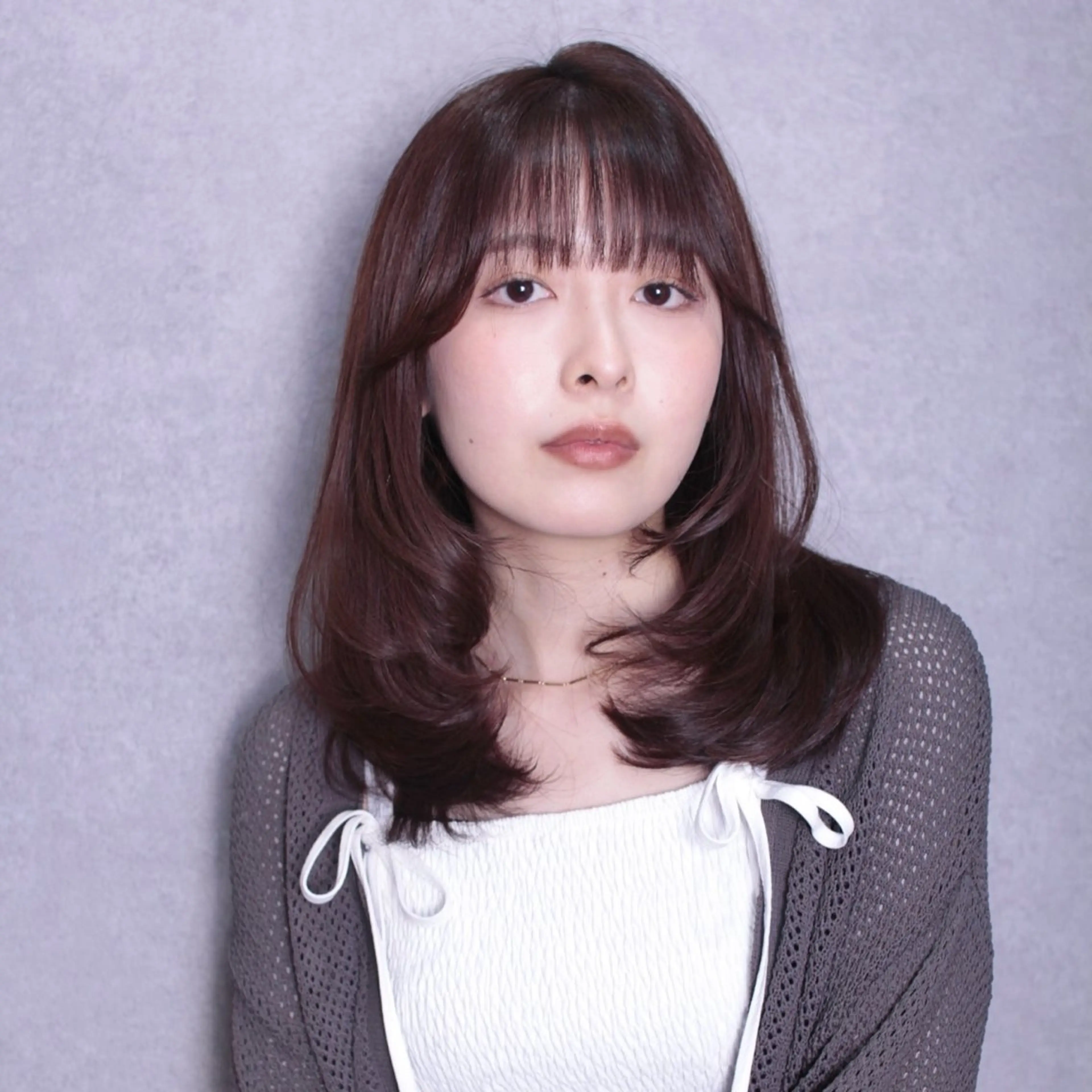 ミディアム レイヤーカット ハイトーン/ブリーチ 栄/Sayakaのヘアスタイル