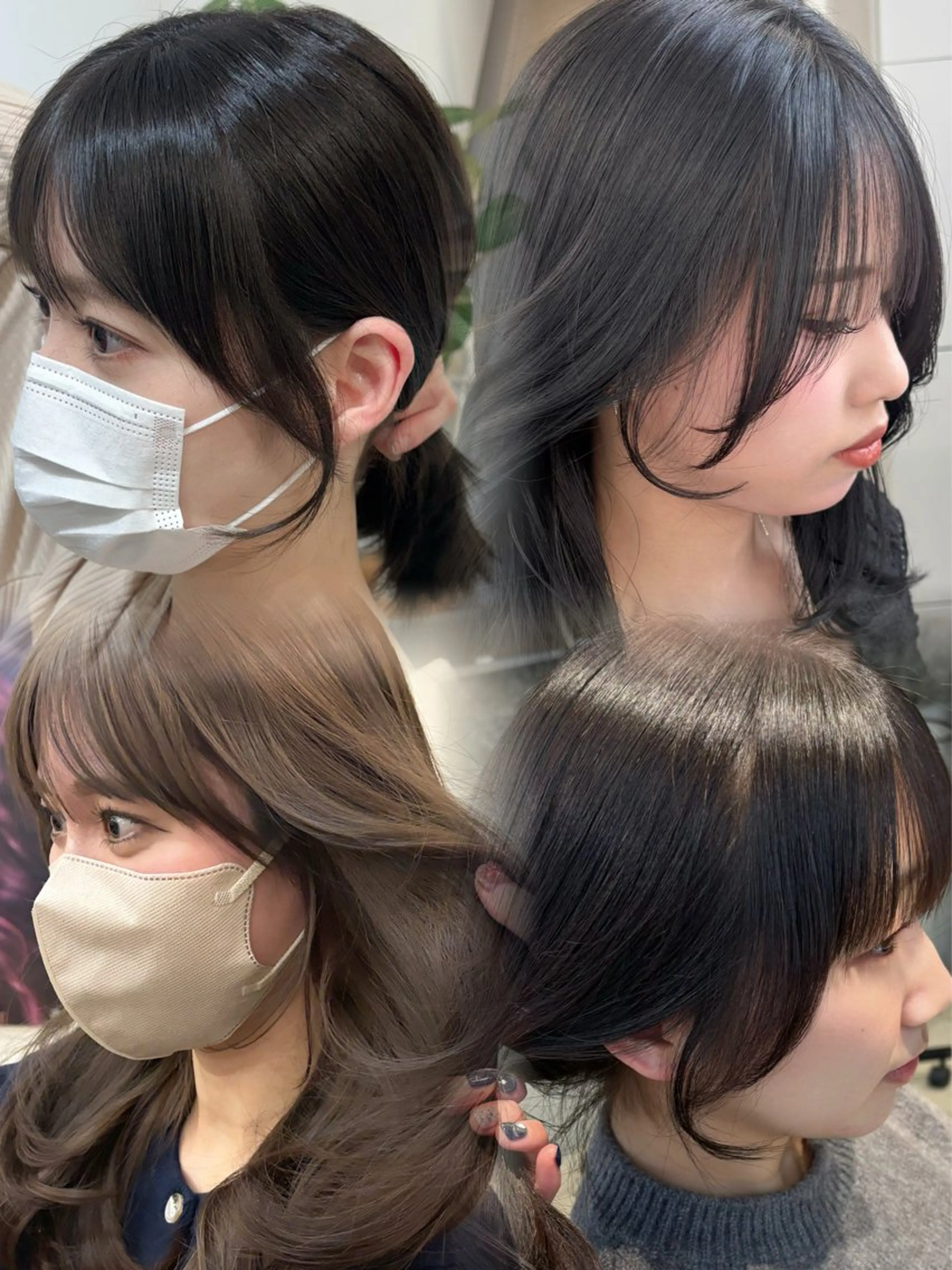 ミディアム 顔周りカット カット yui/ラベンダー/ ピンク/ワインレッドのヘアスタイル