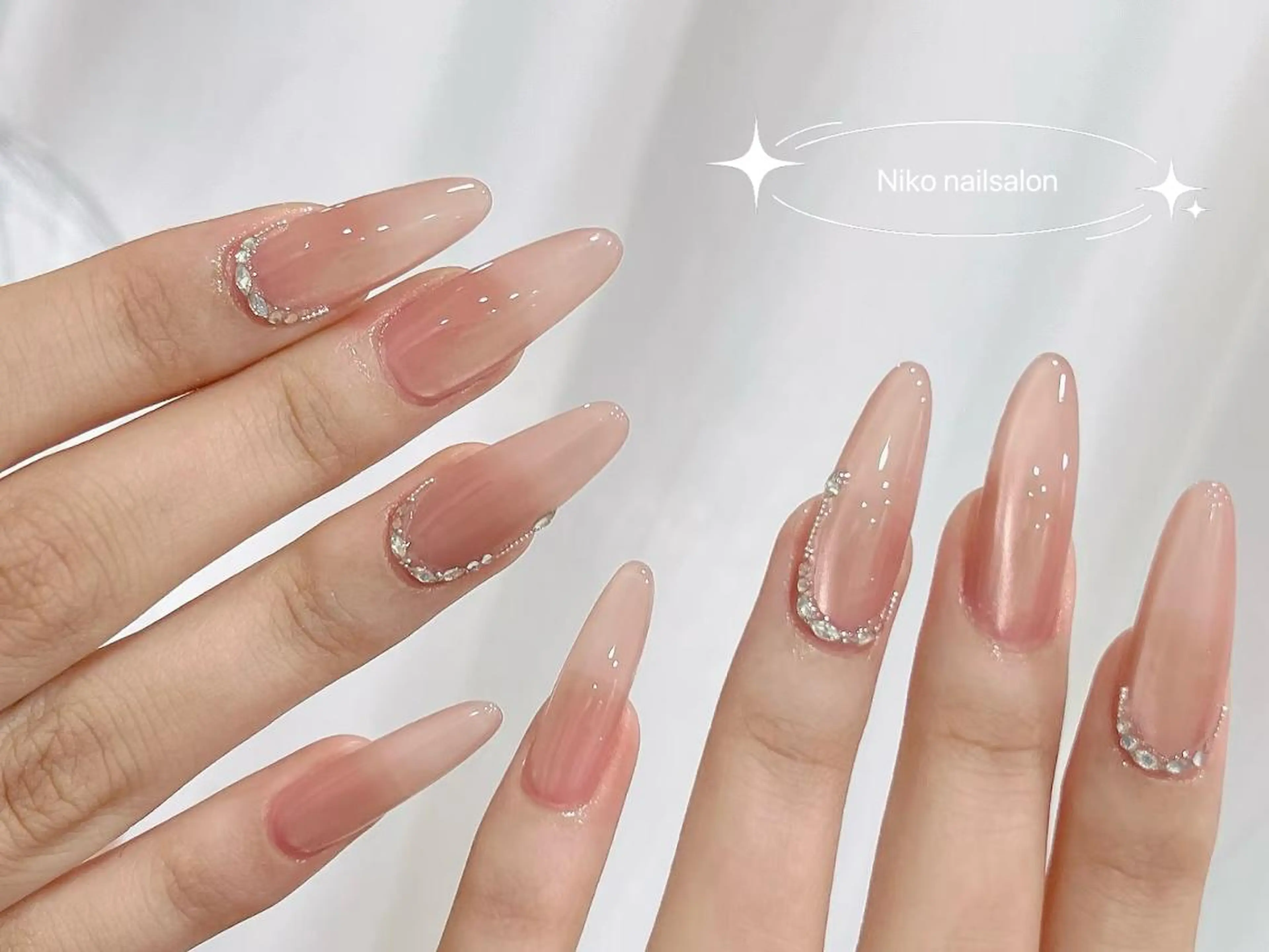 ネイル 長さ出し フットネイル フレンチネイル ジェルネイル ガラスフレンチ Nikoネイルサロン 本八幡店のネイルデザイン