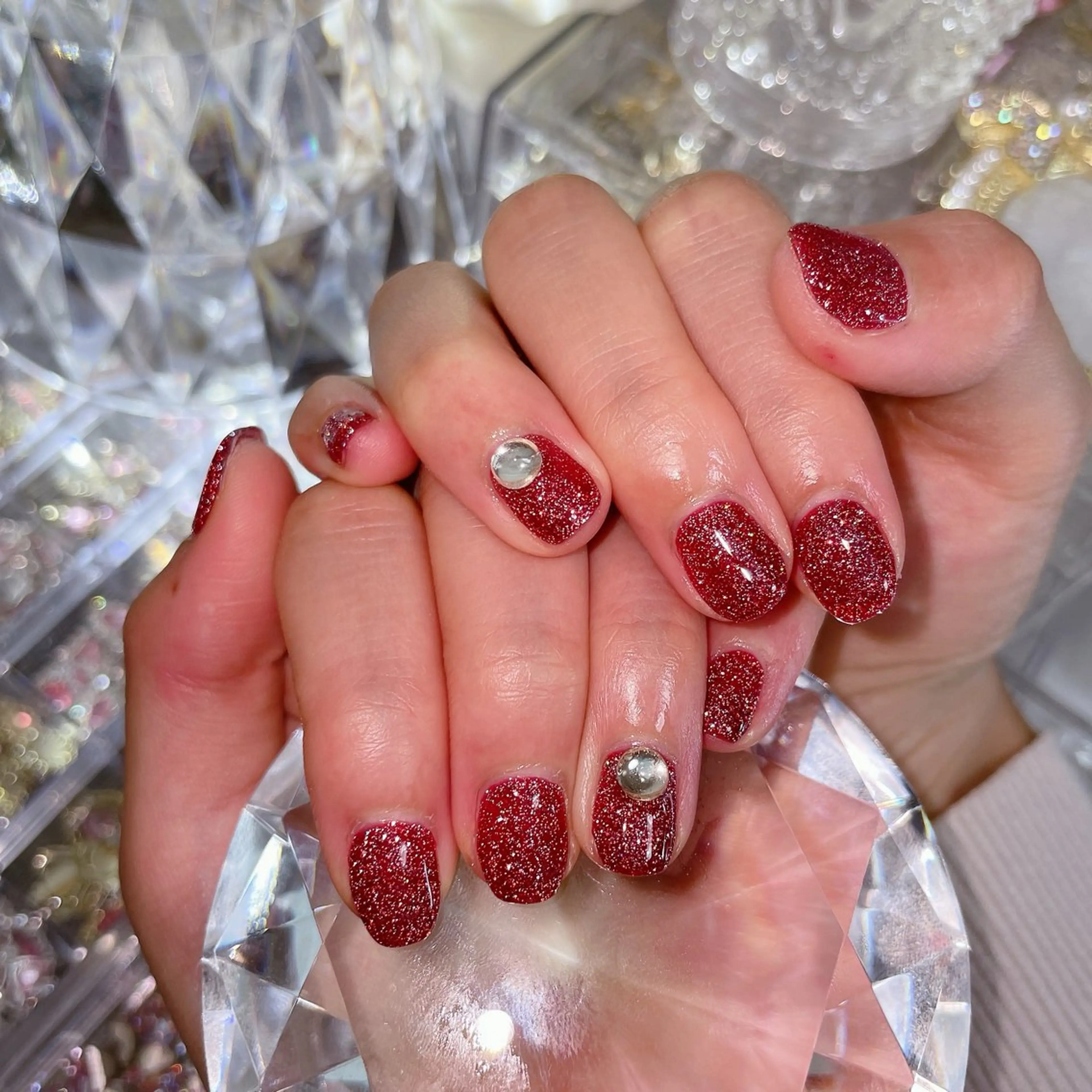 ネイル アートネイル オーロラネイル チークネイル 長さ出し フラッシュネイル misun_ nailのネイルデザイン