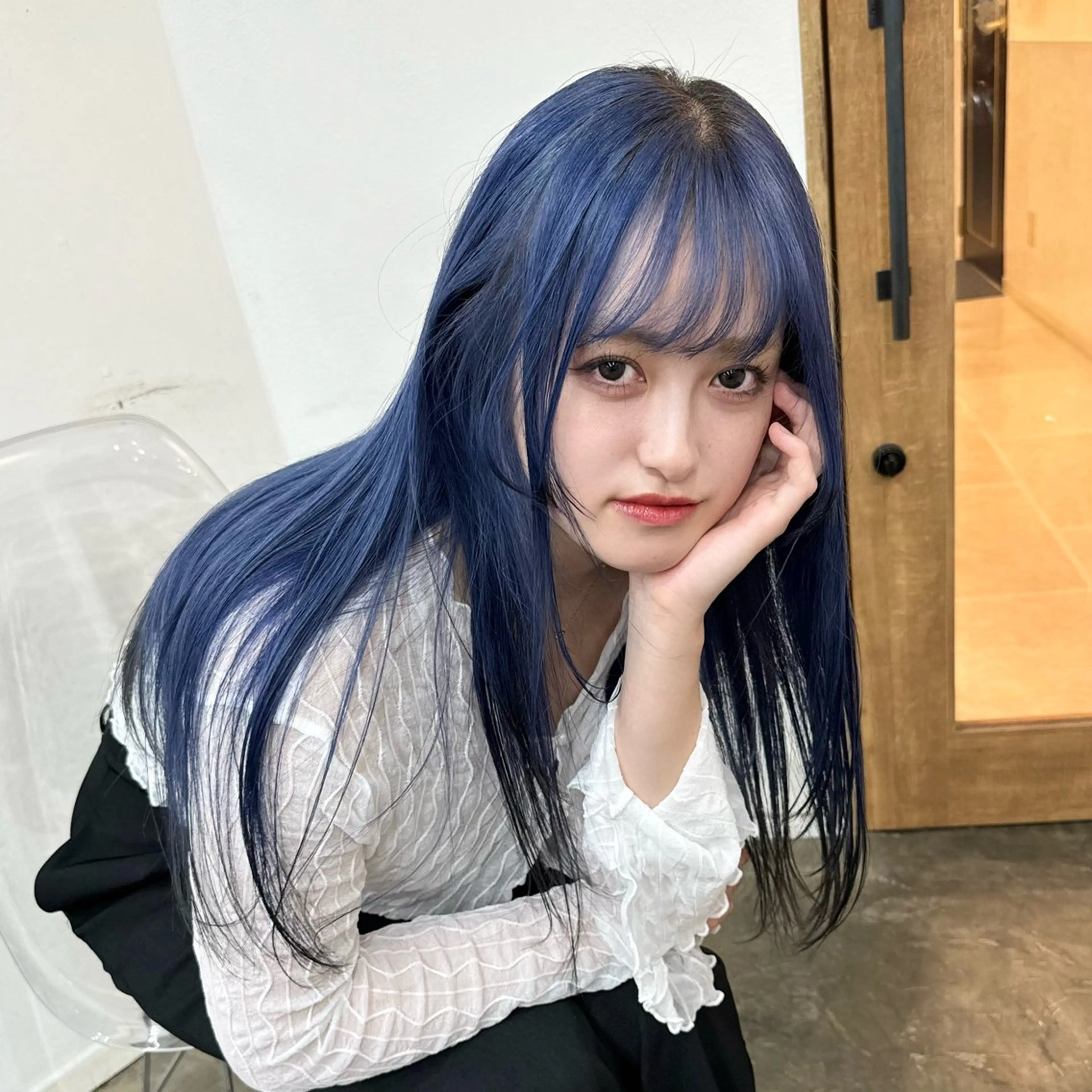 色落ちも綺麗なネイビーカラー💙💙【ダブルカラー＋トリートメント】#ネイビーブルー #ブルーブラックの写真