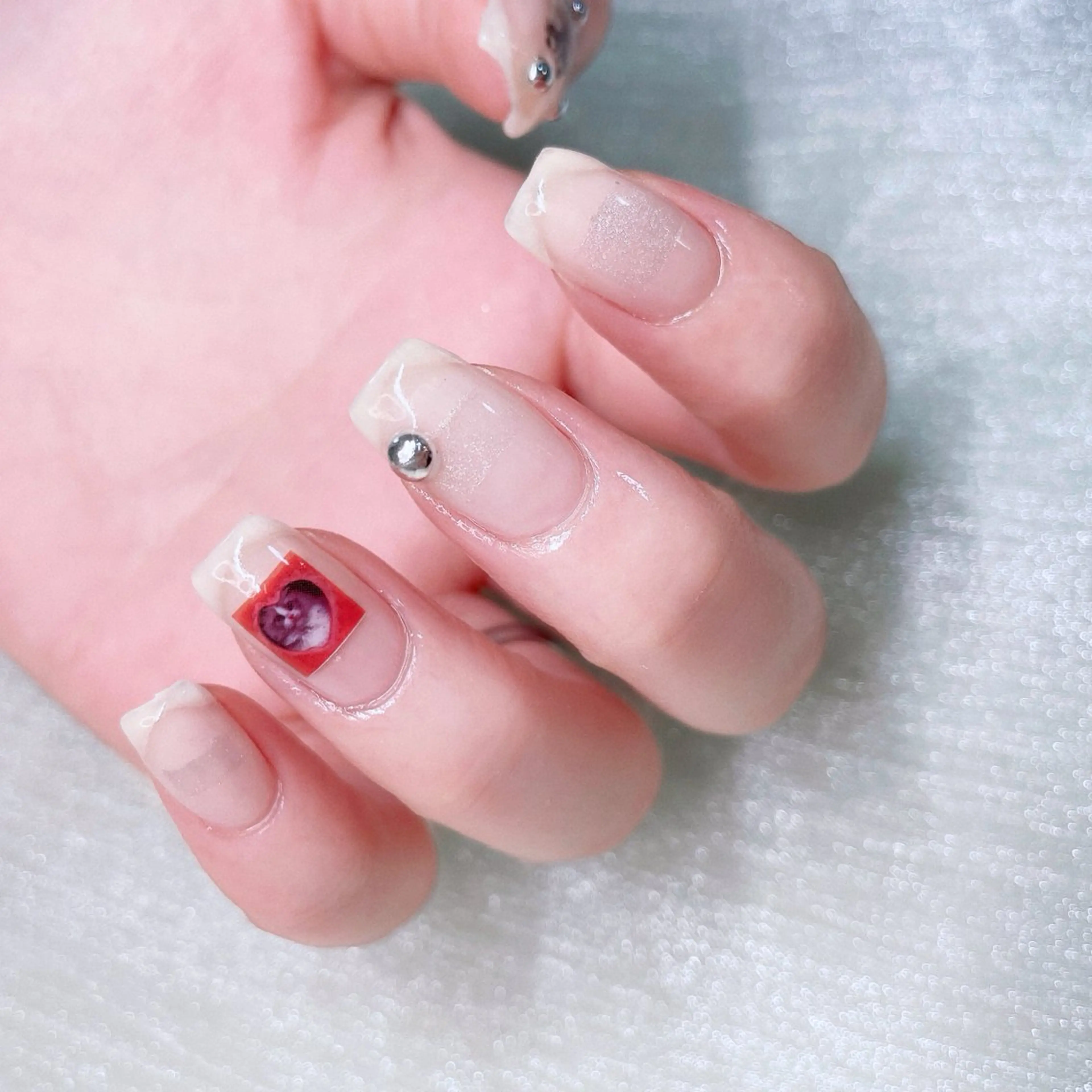 ネイル アートネイル 長さ出し スクエアネイル ストーンネイル ハンドネイル Nailist SUZU所属・Nailist suzuのネイルデザイン