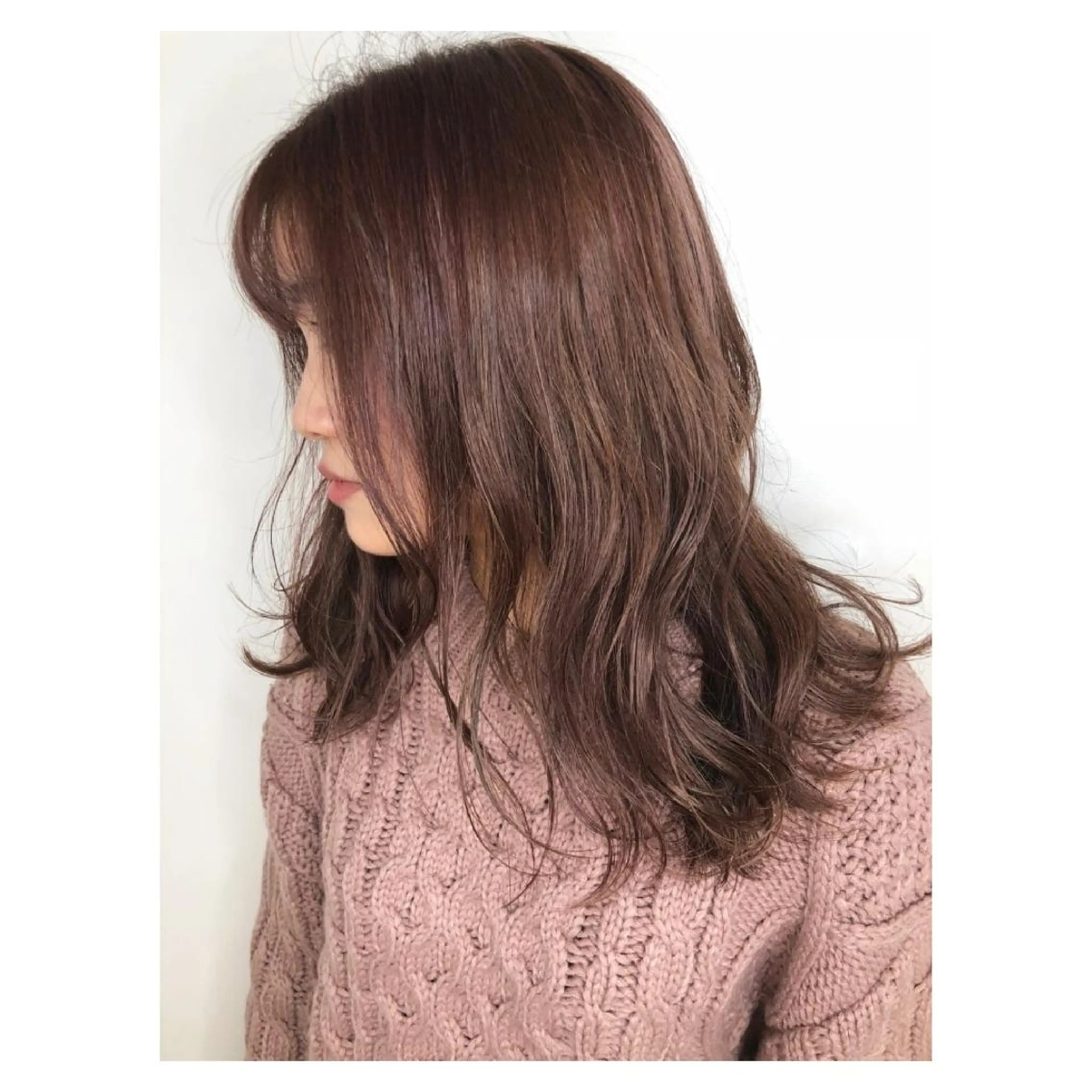 カラー セミロング 透明感カラー ハイライトカラー イルミナカラー ハイライト 竹内啓太 ボブのヘアスタイル