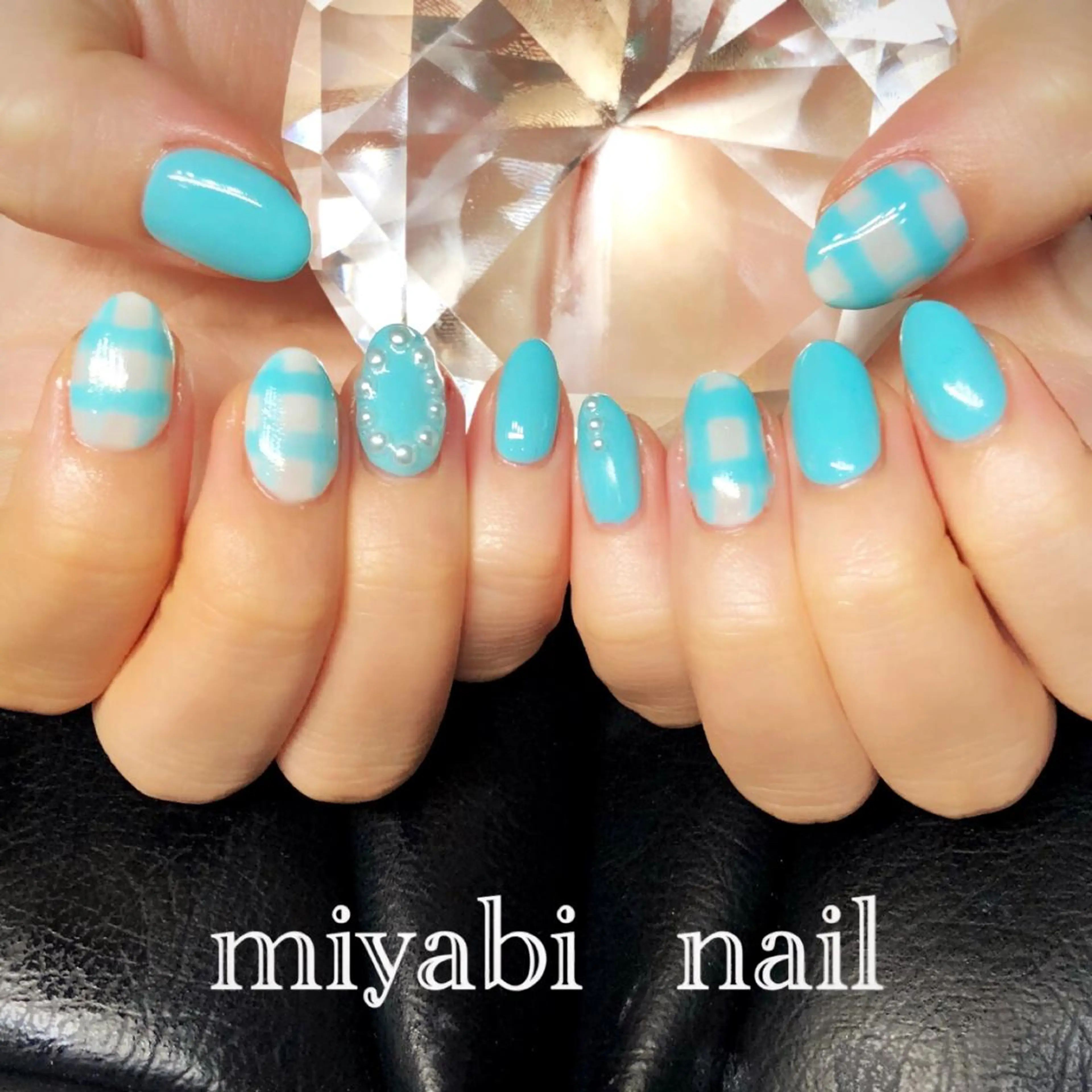 ネイル アートネイル ブルー ジェルネイル 持ち込み ハンドネイル miyabi nail 桂川駅近くのネイルデザイン