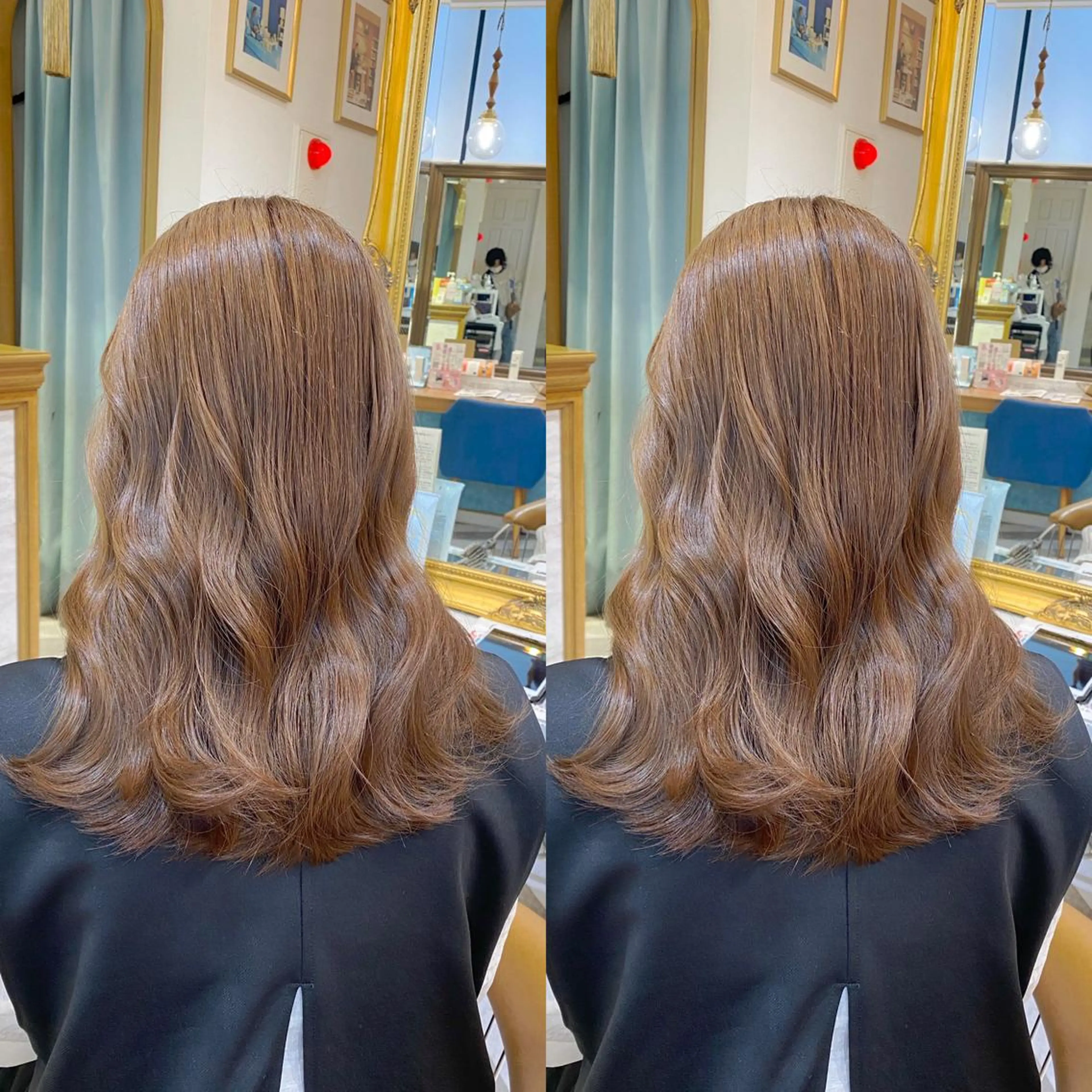 ミディアム カット ヘアカラー トリートメント レイヤーカット /透明感カラー西田のヘアスタイル