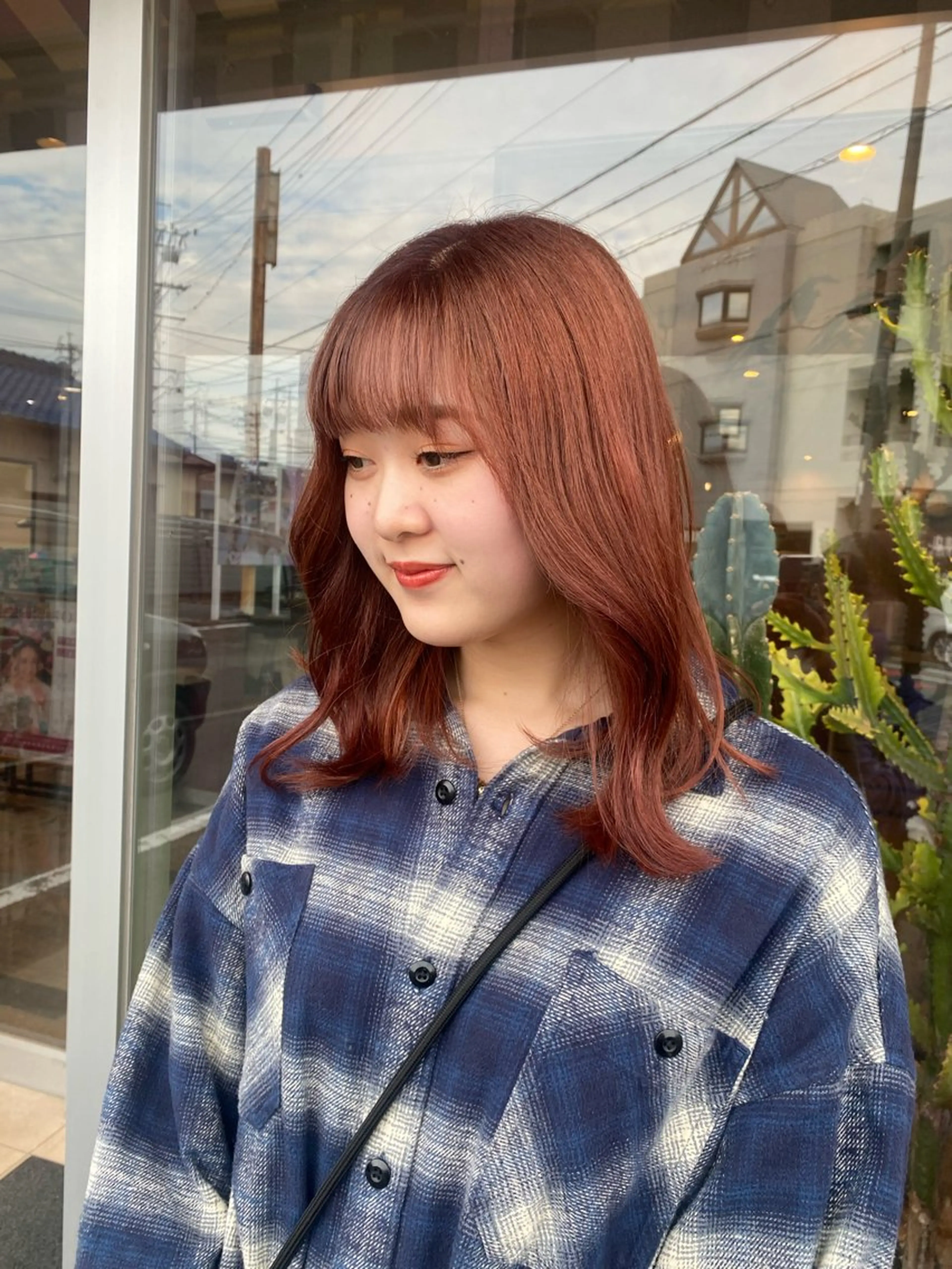 ミディアム カラー オレンジ ピンクカラー 髪質改善 トリートメント 似合わせレイヤー/ Wカラー🧸こころのヘアスタイル