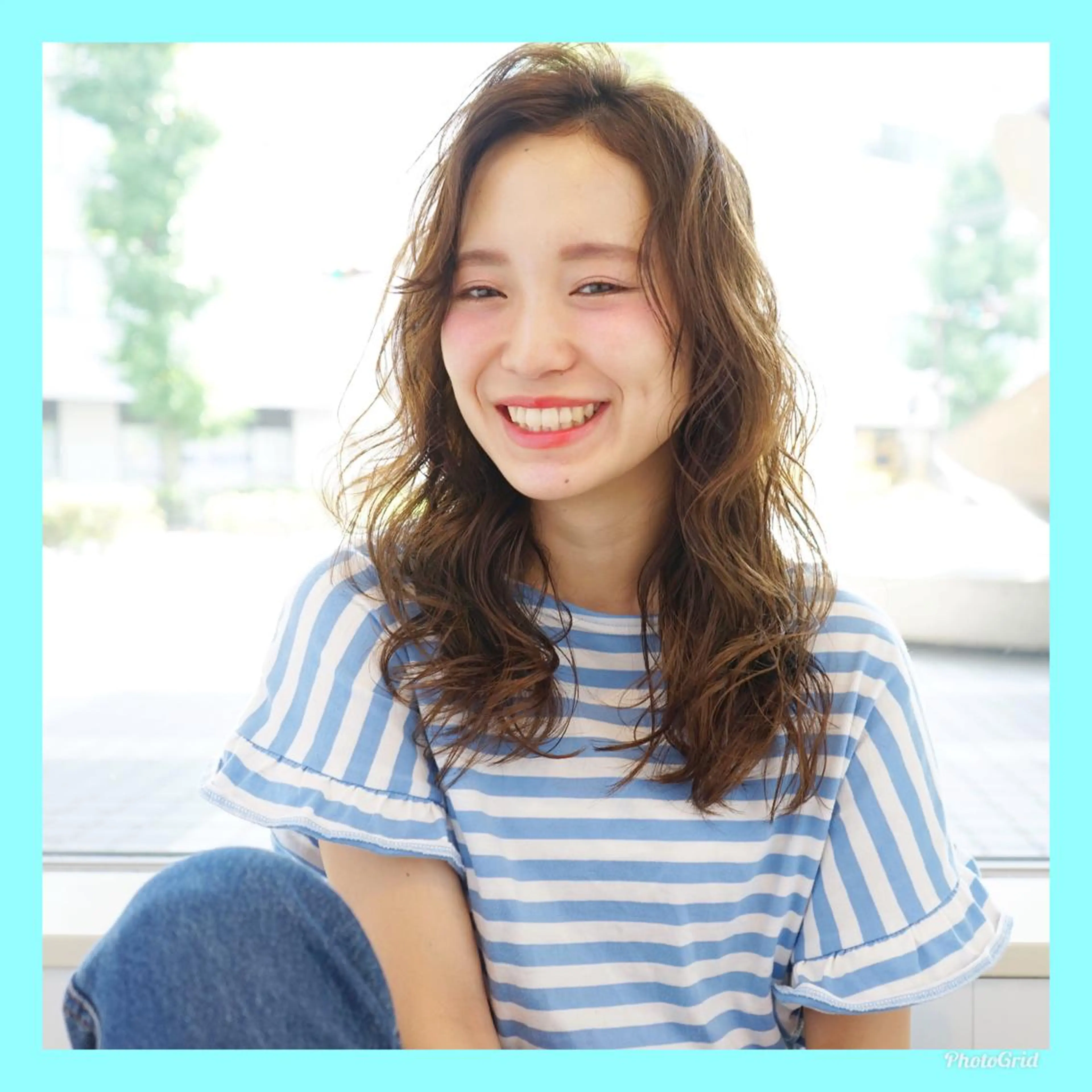 ミディアム カラー パーマ 🪐脱白髪染め 🪐松尾菜々美のヘアスタイル