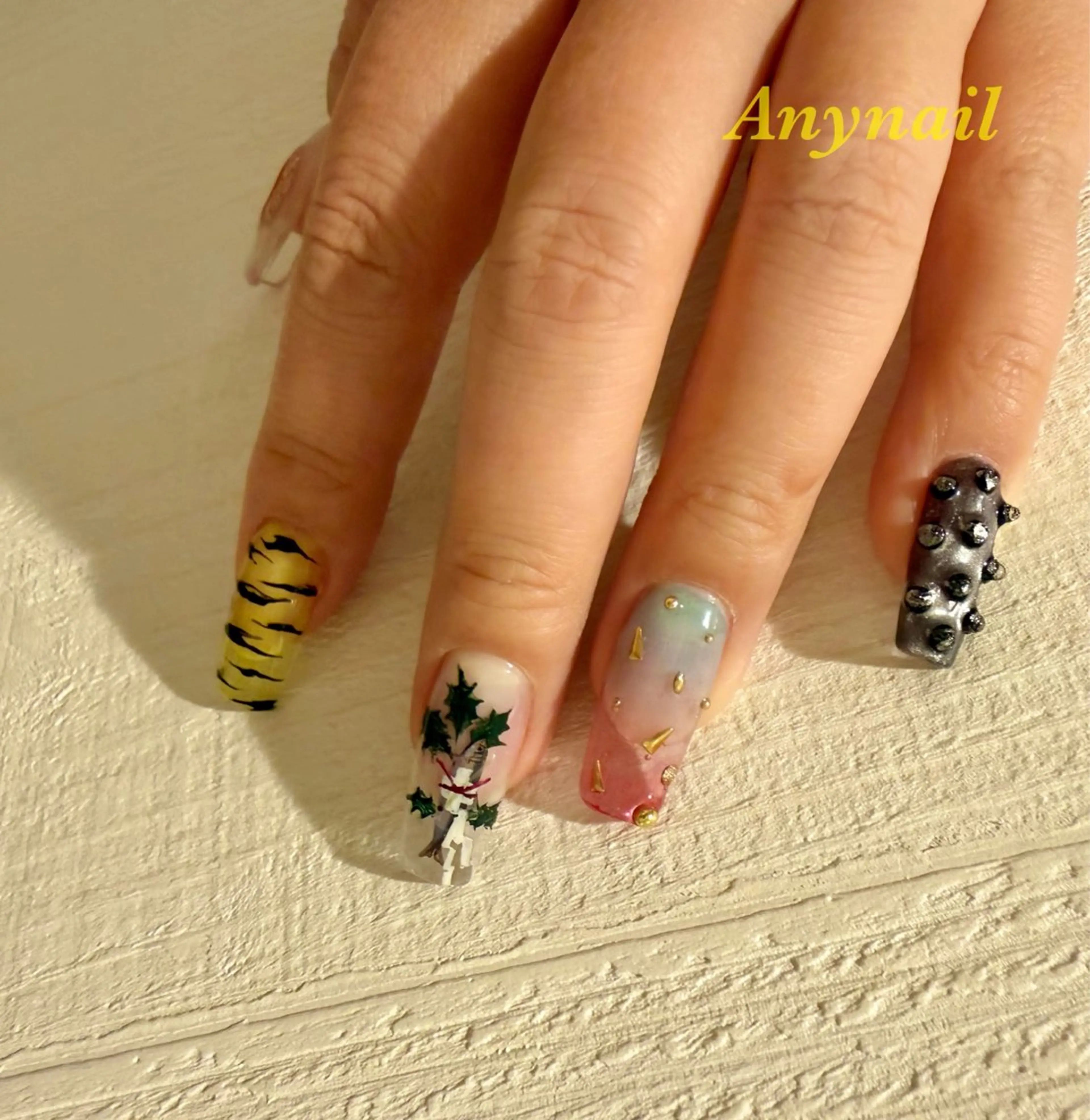 ネイル ブルー クリアネイル スカルプネイル 岩澤 恵子のネイルデザイン