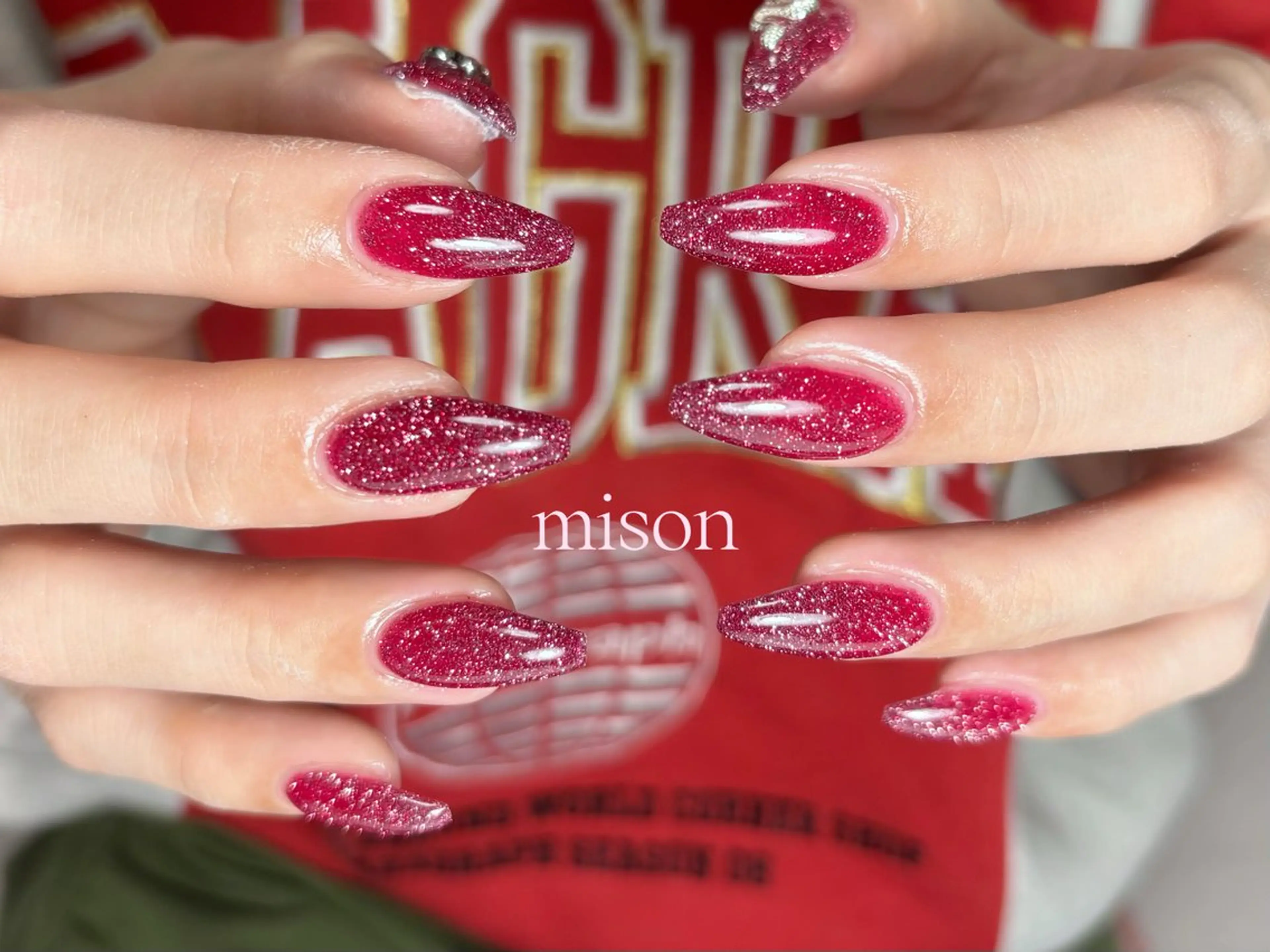 ネイル フラッシュネイル ワンカラーネイル スカルプネイル mison 安形友花のネイルデザイン