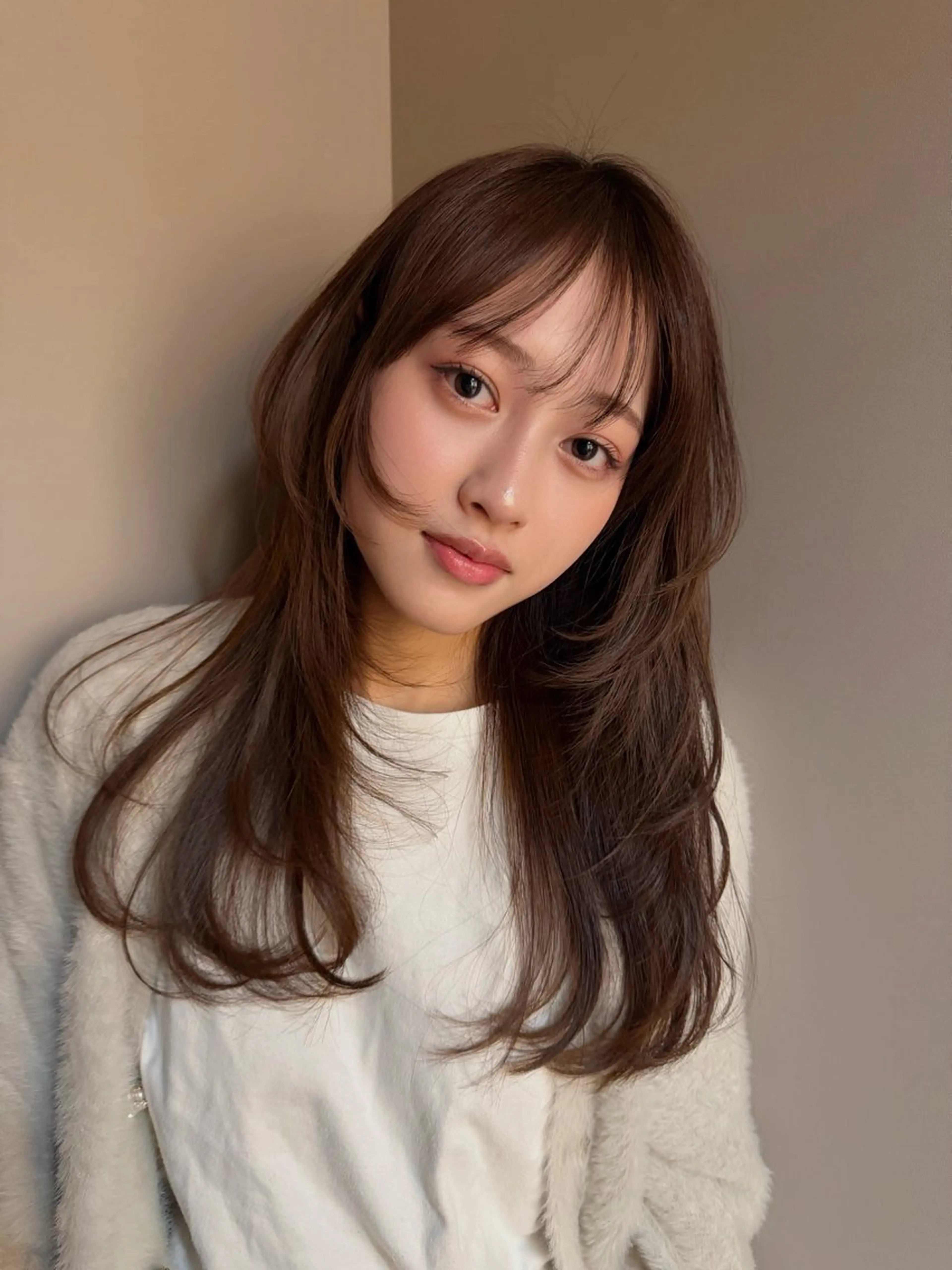 ロング 韓国風ヘア レイヤーカット 橘　愛佳/暖色系 レイヤーカットのヘアスタイル