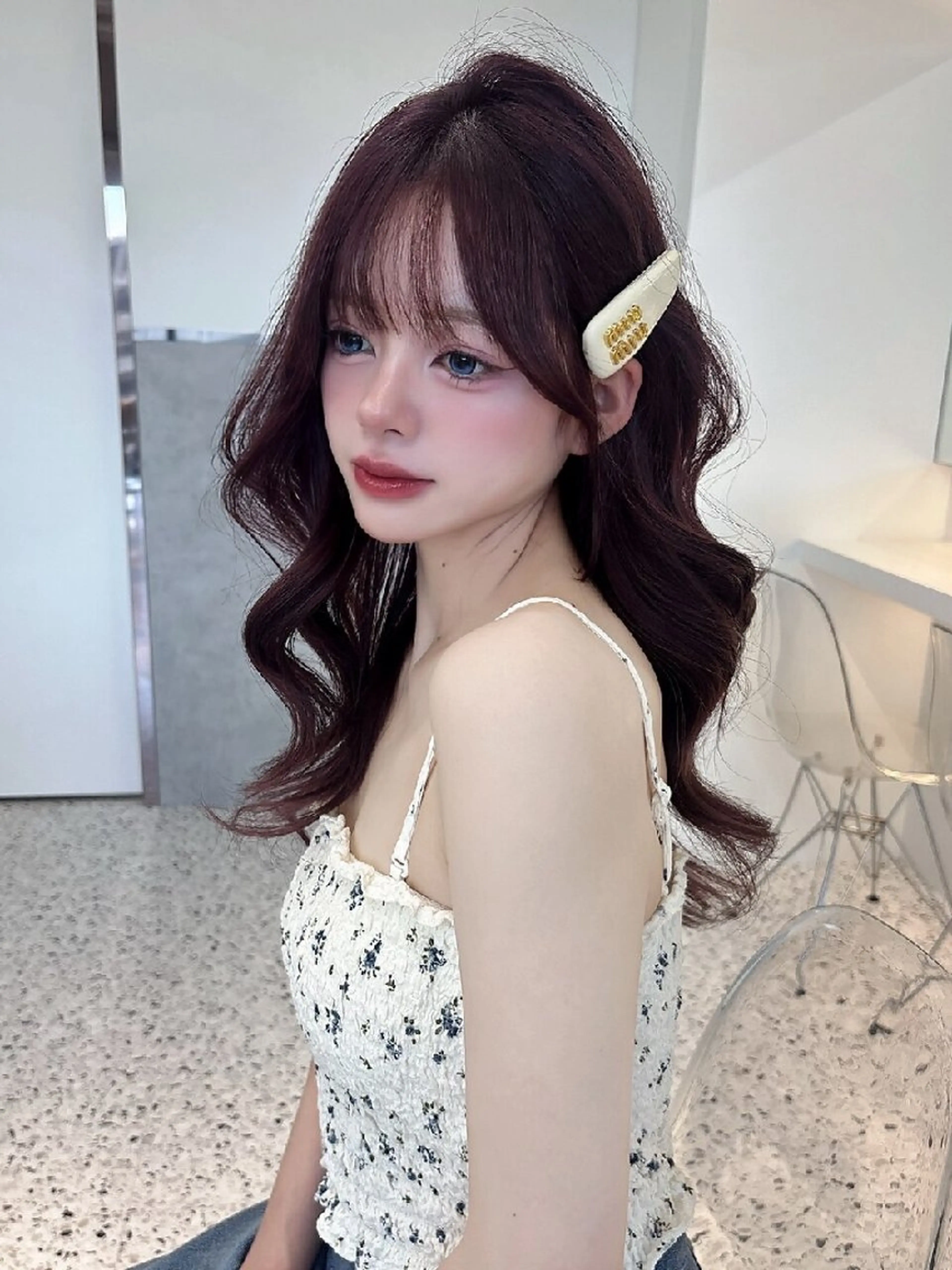 カラー ロング カット ヘアカラー トリートメント Lond Roleのヘアスタイル