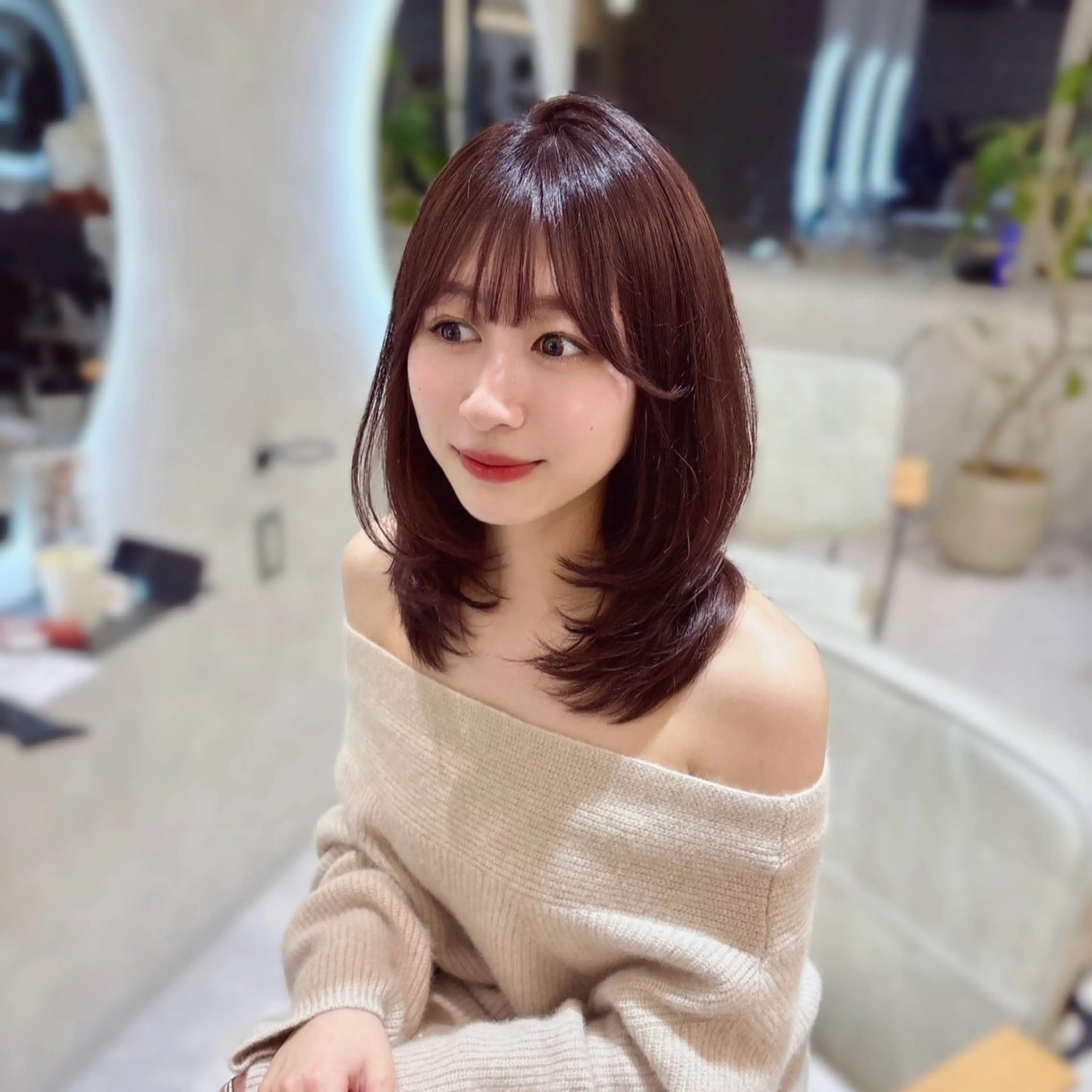 セミロング カラー 韓国風×髪質改善 ゆりのヘアスタイル