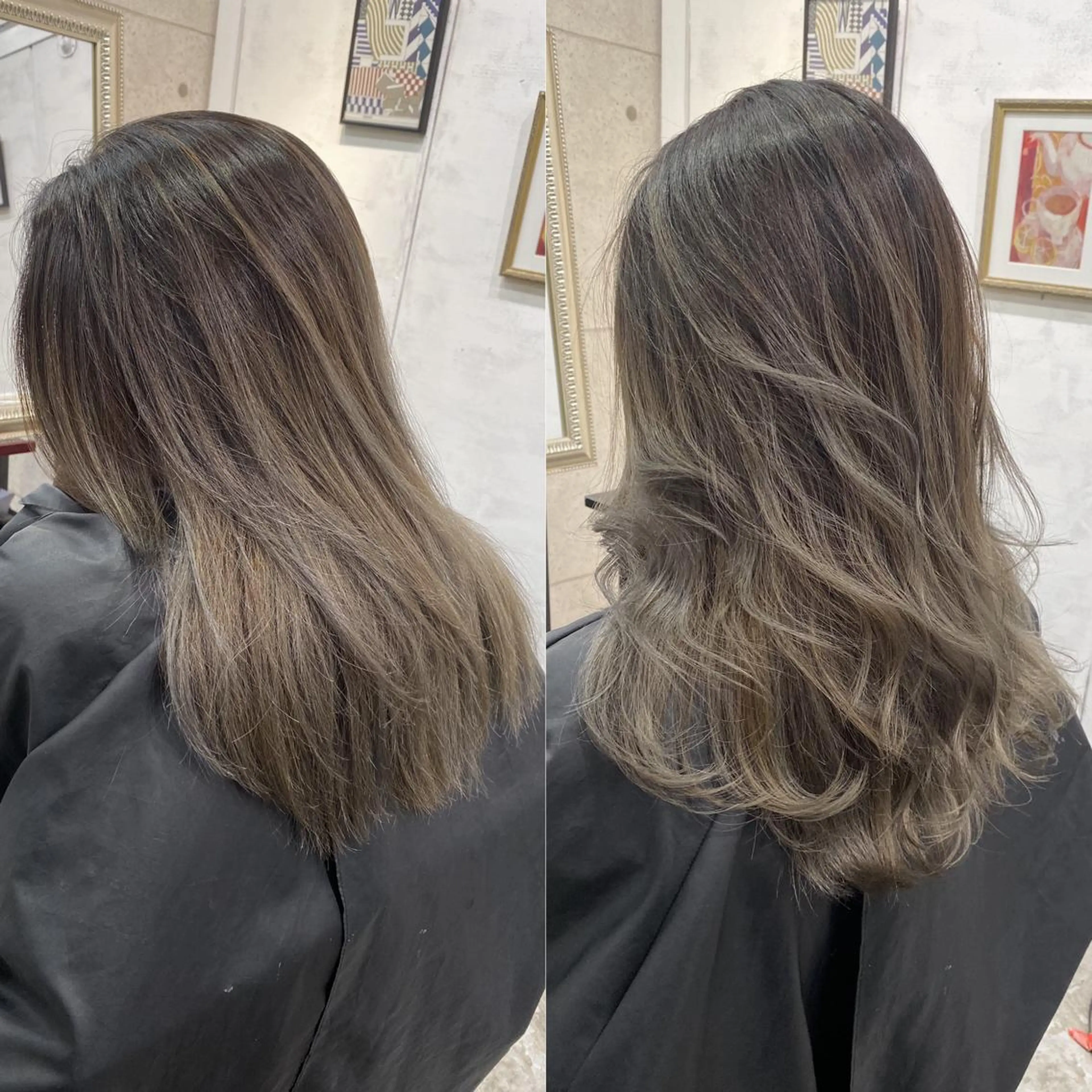 セミロング カラー ヘアアレンジ バレイヤージュ レイヤーカット ヘアカラー トリートメント 縮毛矯正 髪質改善寺坂雄飛💐のヘアスタイル