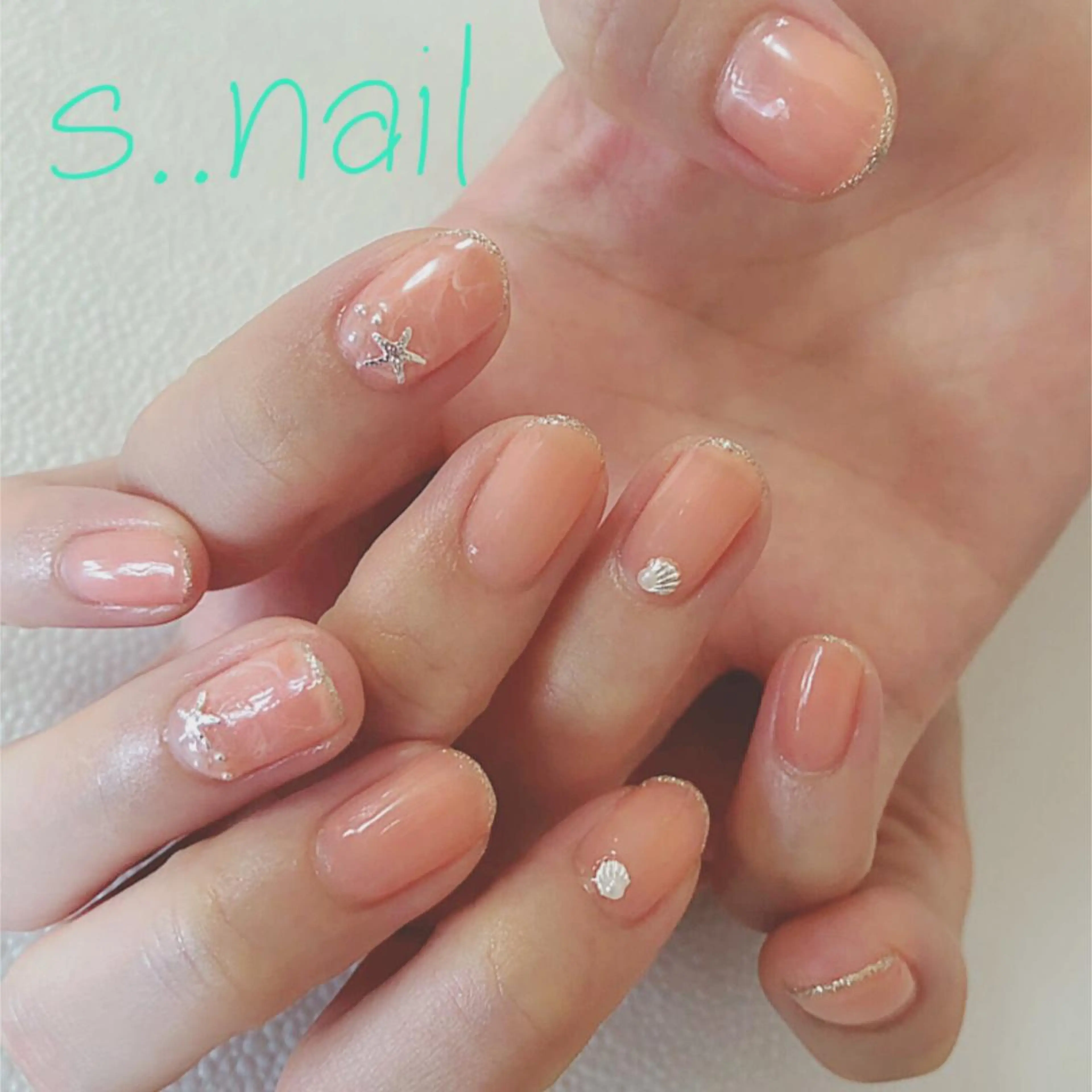 ネイル 大理石ネイル(マーブル) オレンジ ハンドネイル フットネイル s..nail / MORITAのネイルデザイン