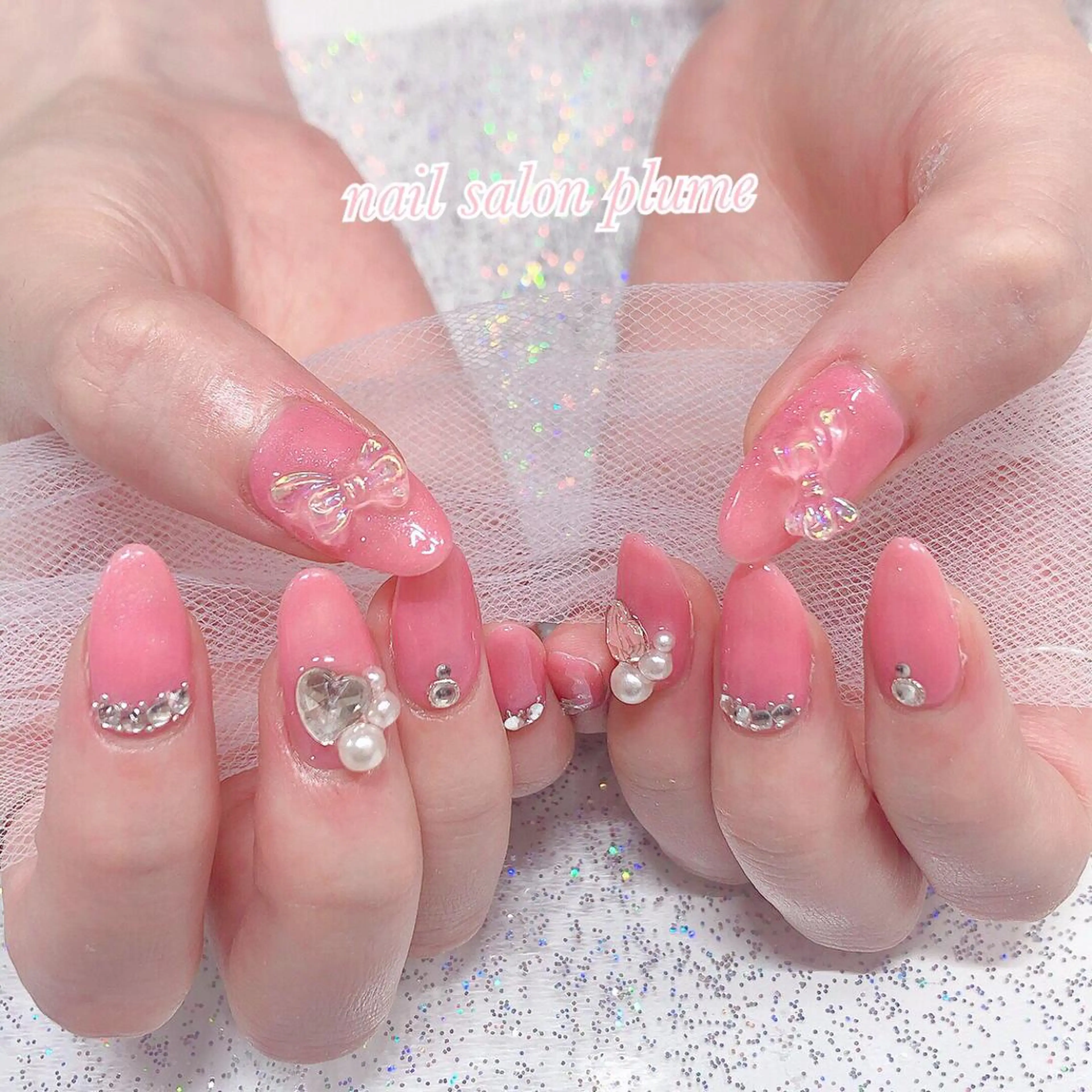 ネイル アートネイル オーロラネイル クリアネイル ハート 氷ネイル・うるうるネイル ハンドネイル plume nail ☆韓国ネイルのネイルデザイン