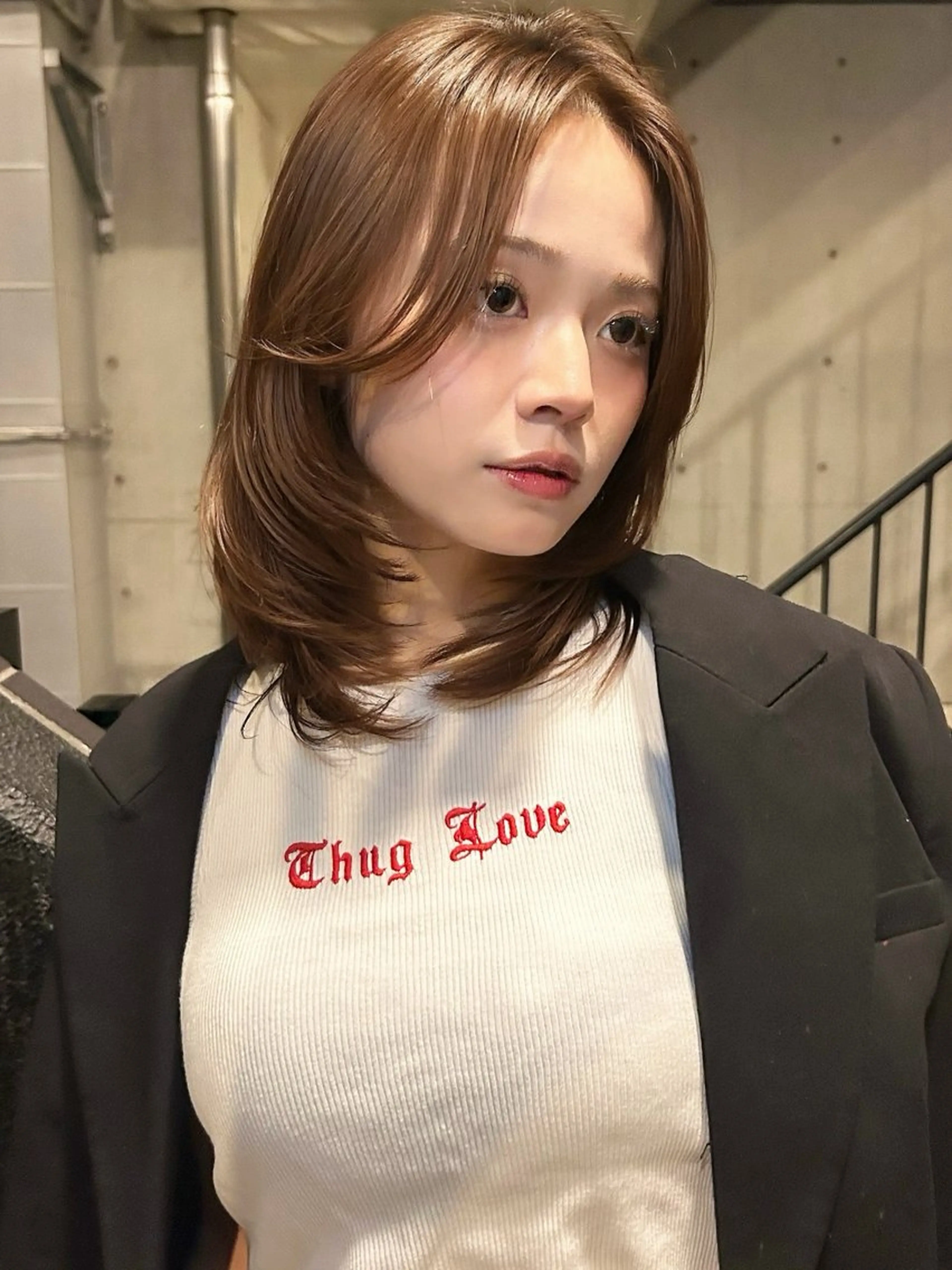 ミディアム カラー ヘアアレンジ ヘアカラー トリートメント ヘアセット ブリーチなし🤍透明 感カラーtakutoのヘアスタイル