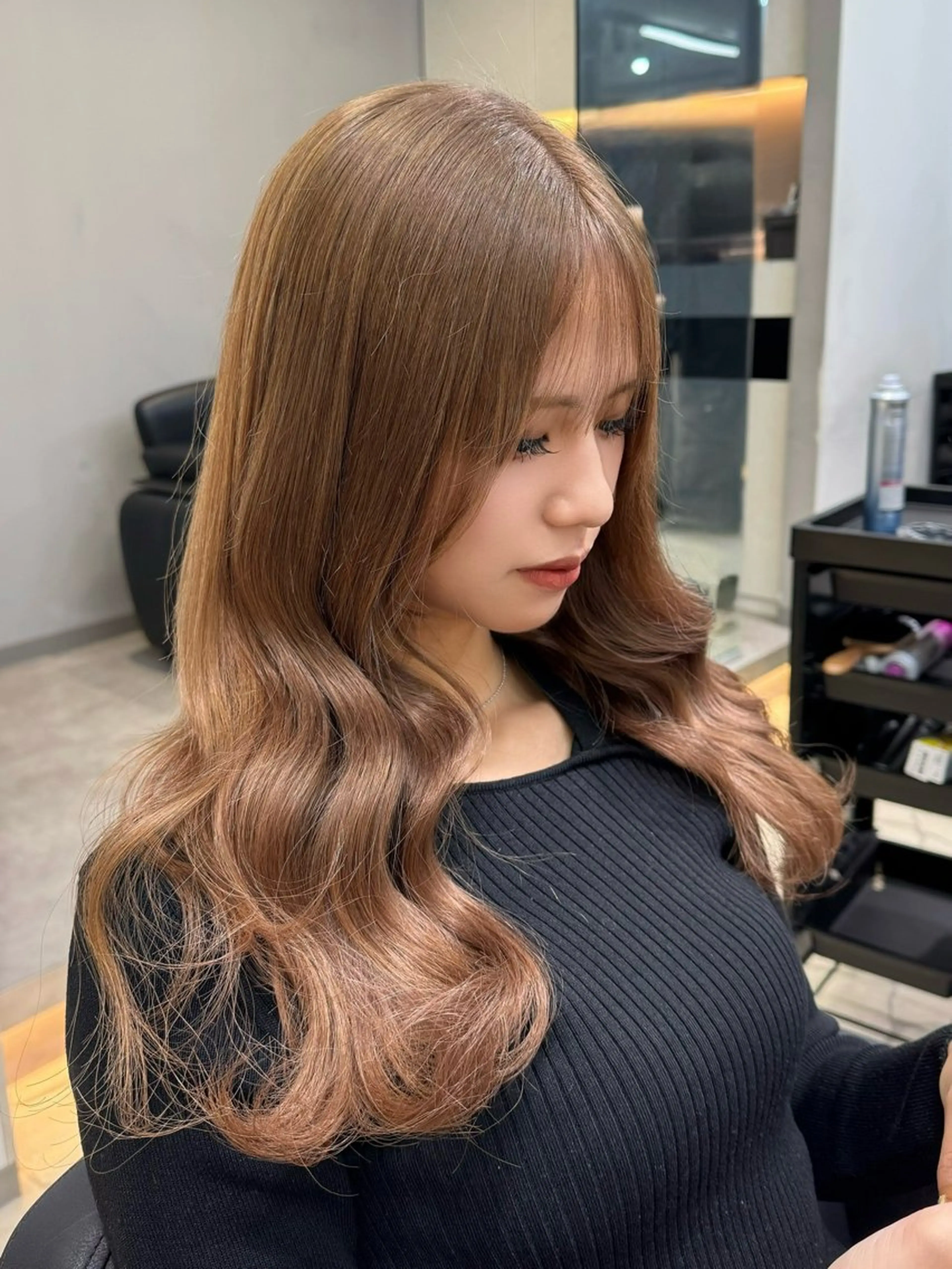 ロング カラー ベージュカラー ブリーチ ミルクティーベージュ カット ヘアカラー ハイトーン/エクステ /韓国ヘアKENTAのヘアスタイル