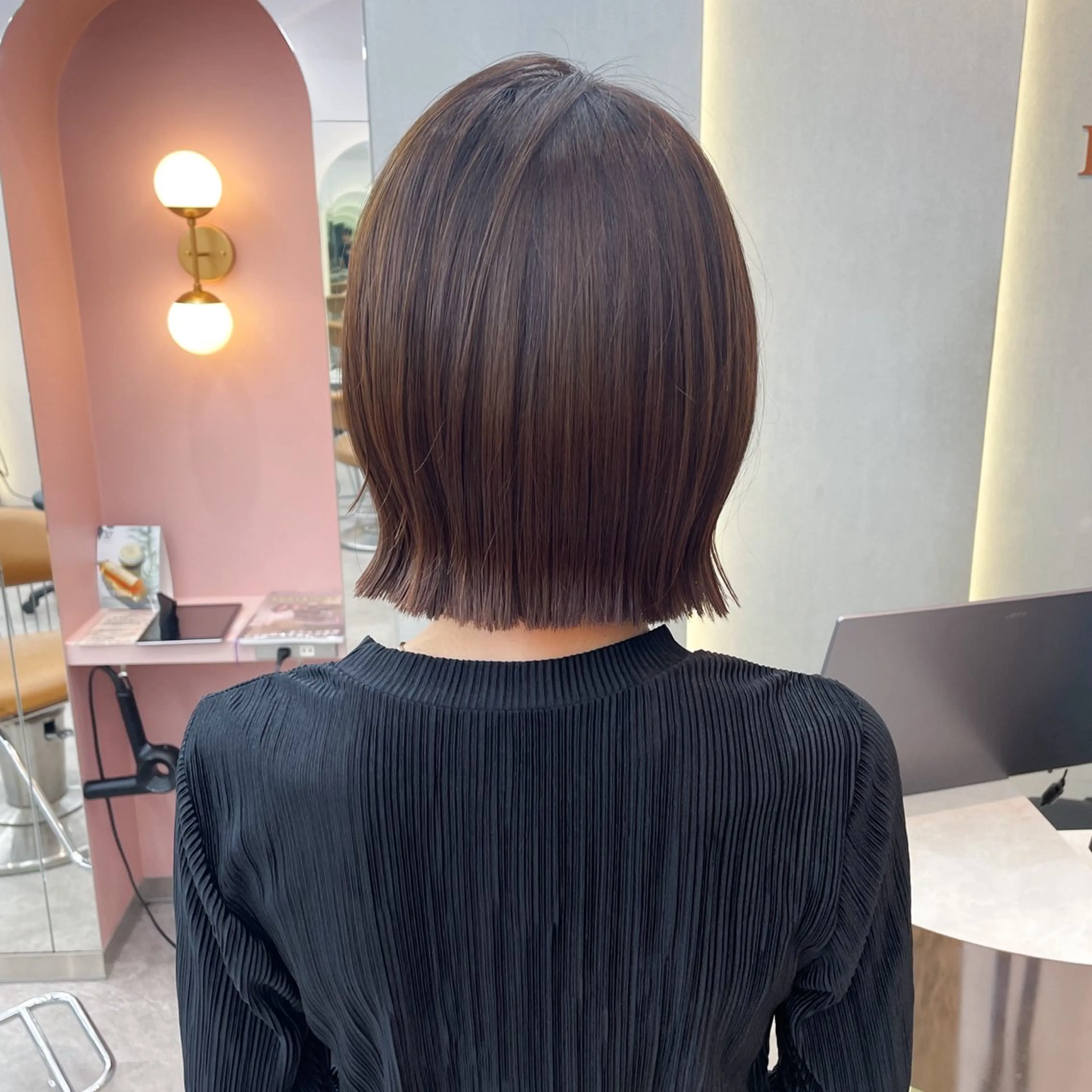 ミディアム カラー 縮毛矯正/ストンボブ Wカラー💎ヒデジのヘアスタイル