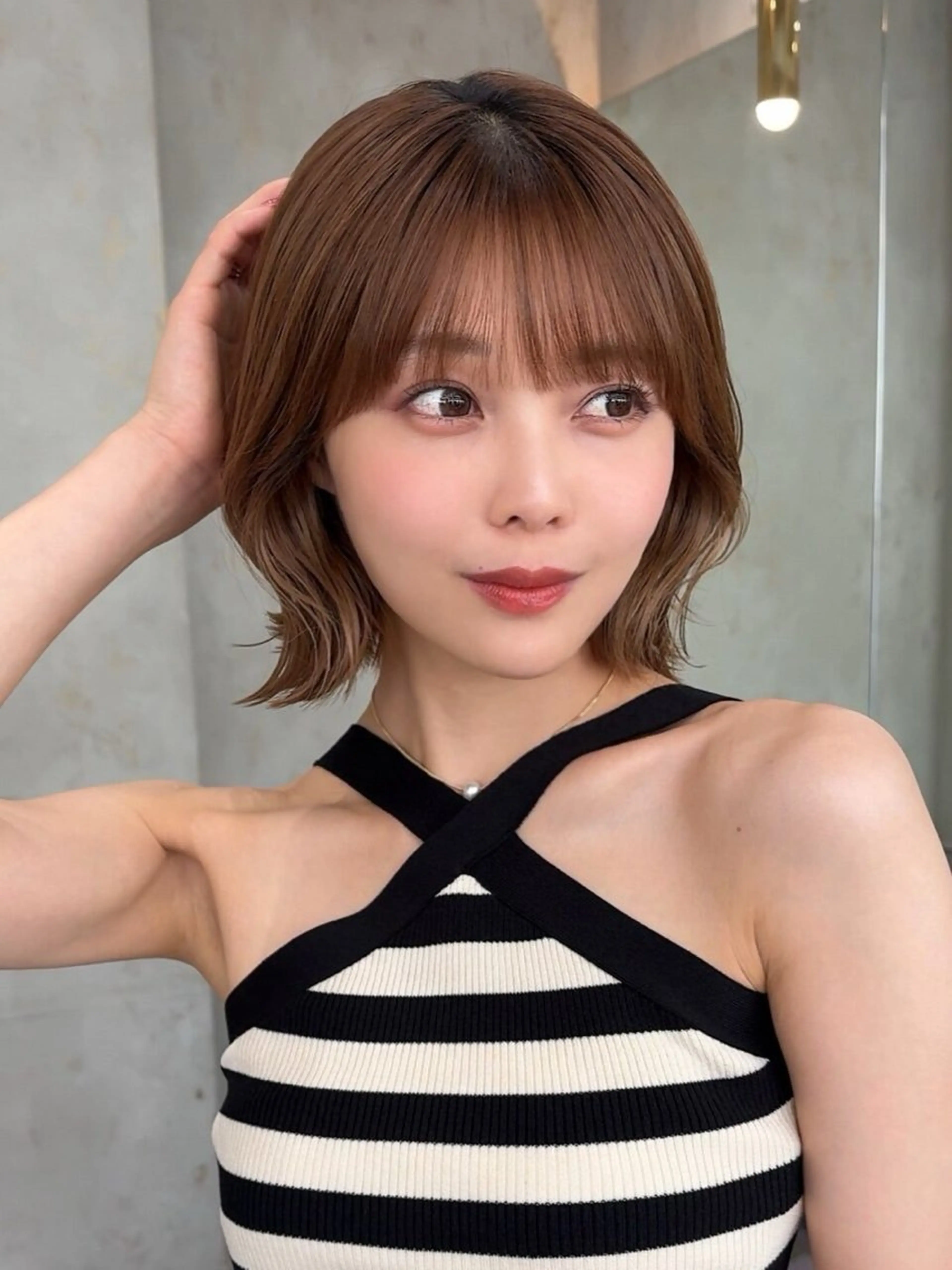 ミディアム カラー 髪質改善/縮毛矯正 /レイヤー/宮崎直弥のヘアスタイル