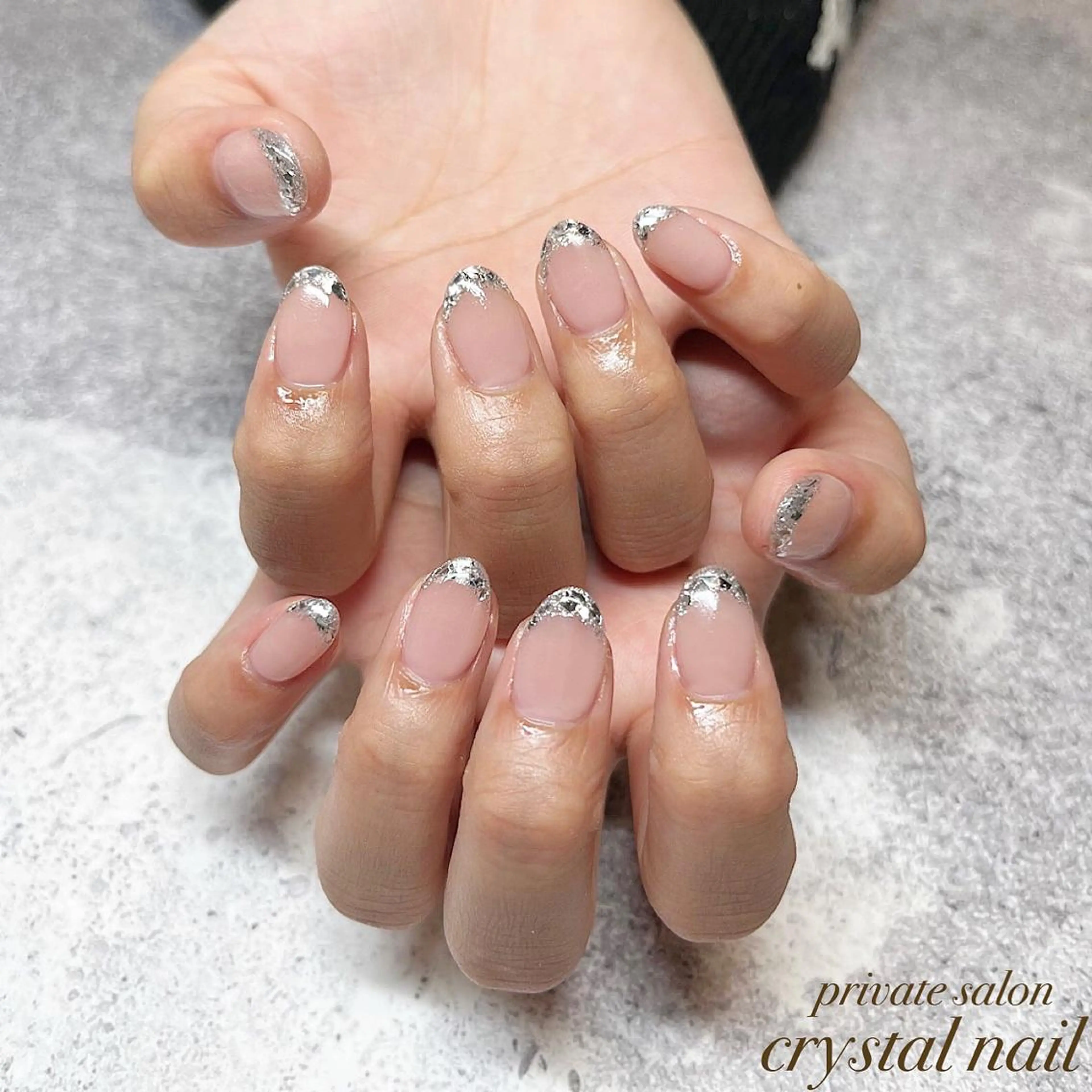 ネイル フレンチネイル ガラスフレンチ Crystal Nailのネイルデザイン