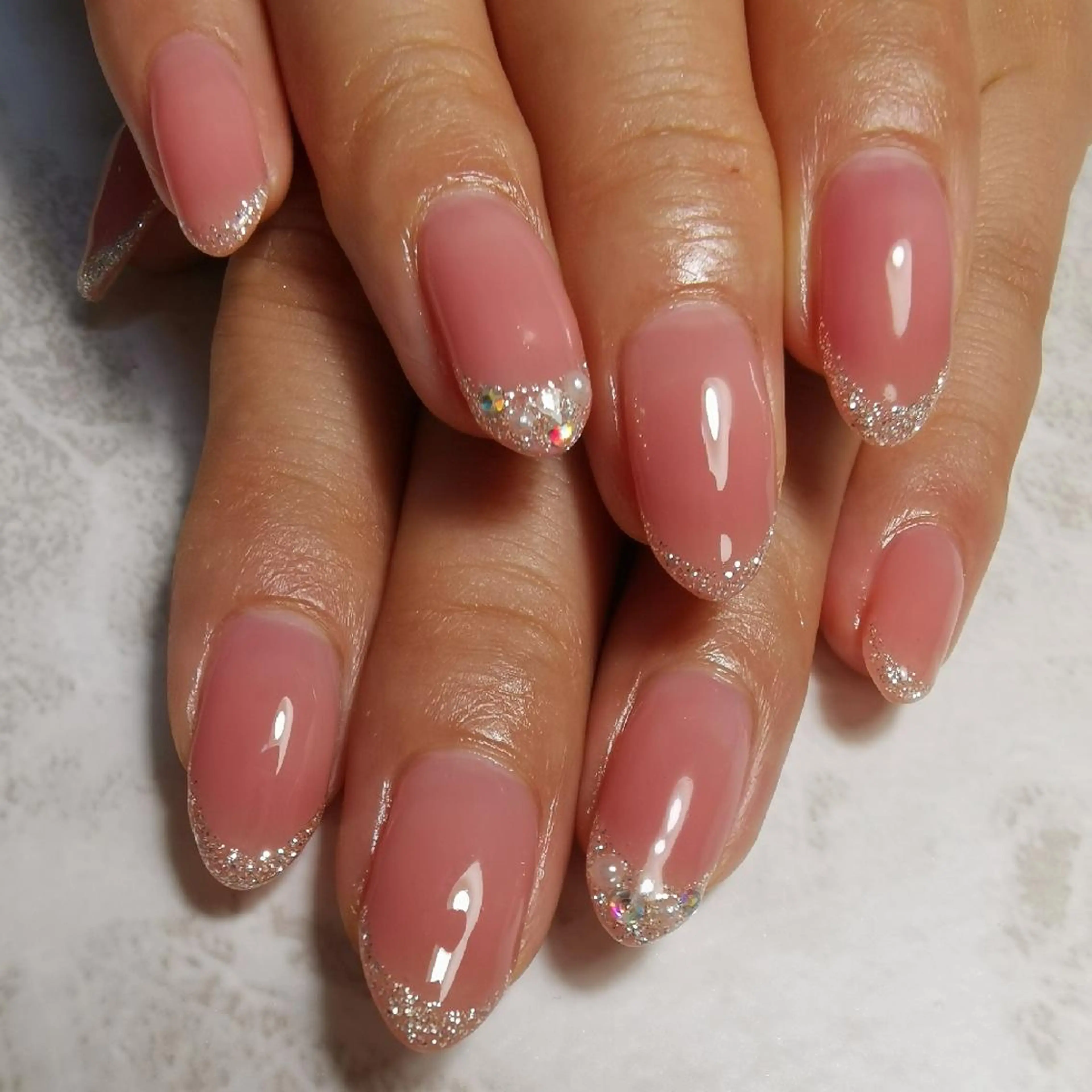 ネイル フレンチネイル ラメ(グリッター) ハンドネイル reve あやののネイルデザイン