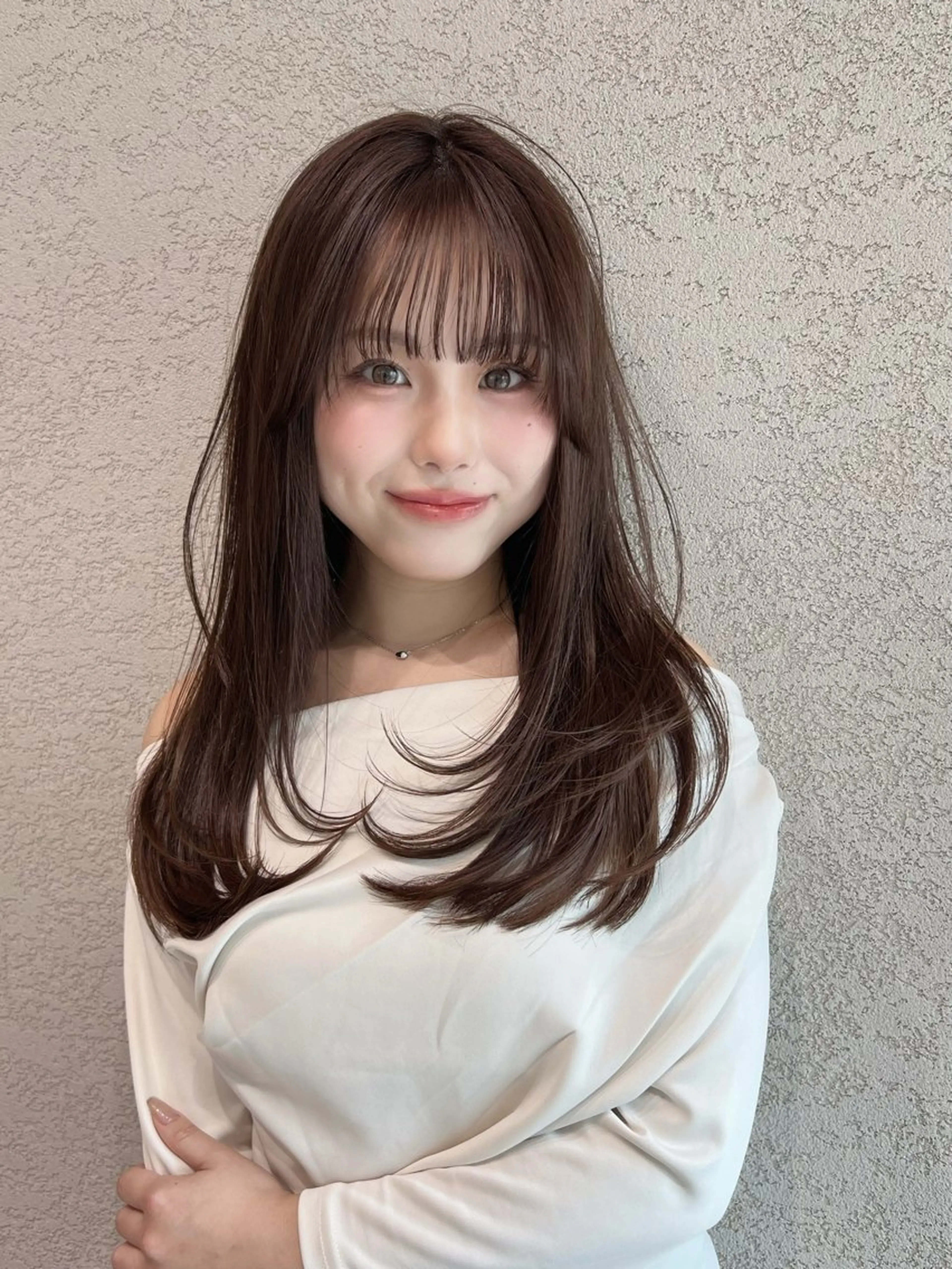 ロング カラー カット ヘアカラー トリートメント 興津/韓国レイヤー ダブルカラー美髪縮毛のヘアスタイル