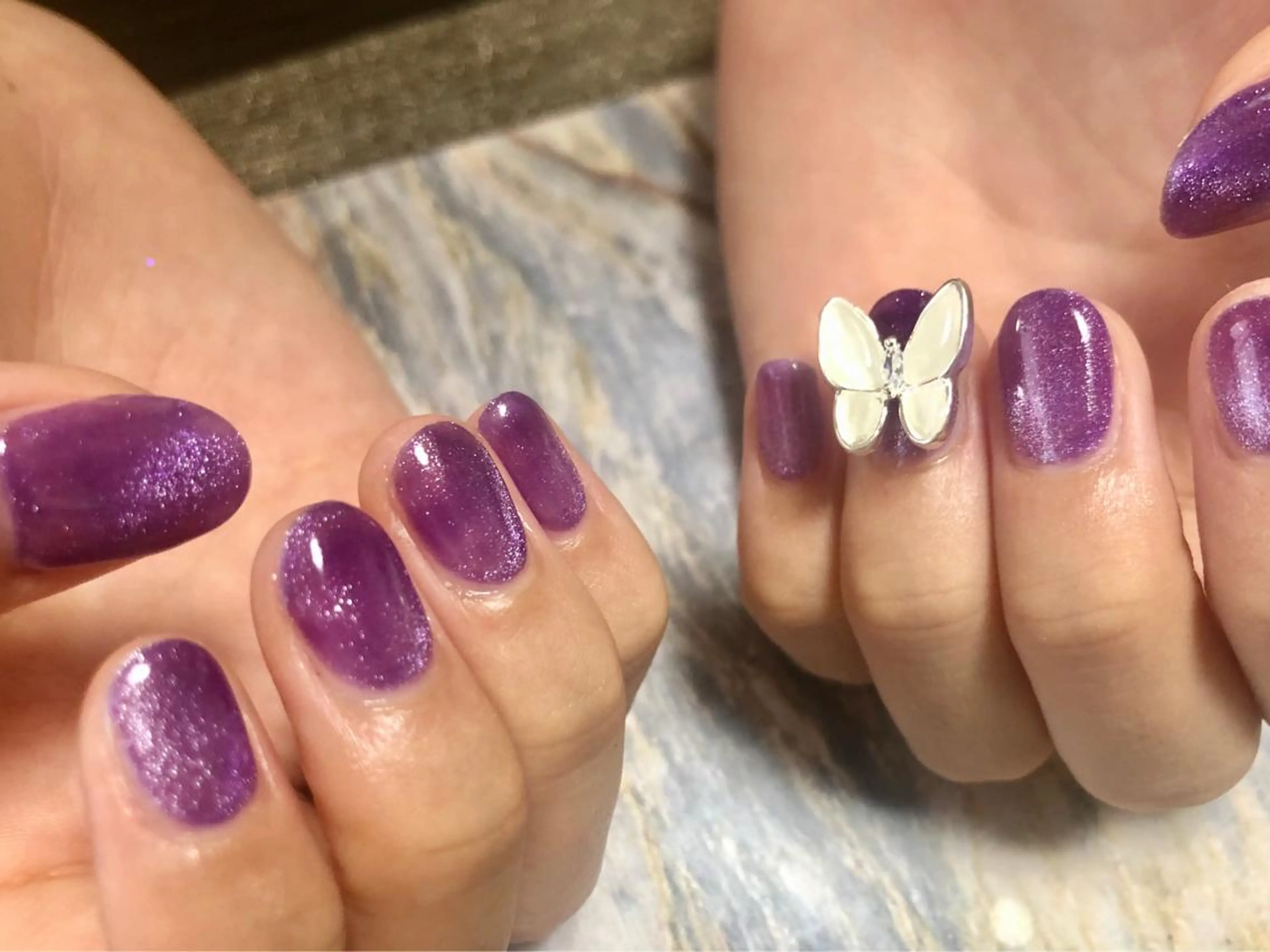 ネイル マグネットネイル パープル kikinail 溝の口のネイルデザイン