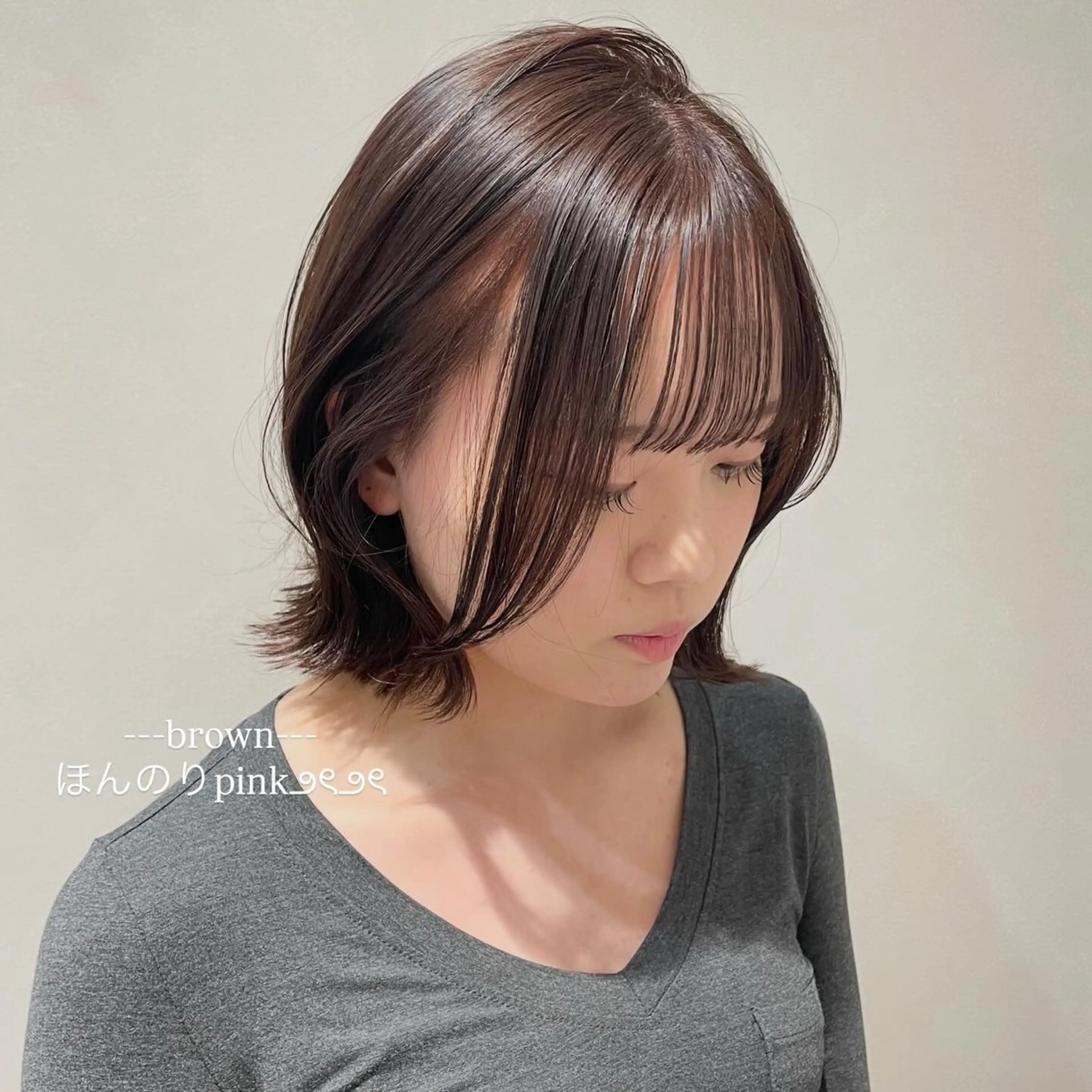 ミディアム ピンクブラウン ヘアカラー パーマ 縮毛矯正 トリートメント ヘッドスパ hair salon CAMON.所属・ちば さやのヘアスタイル