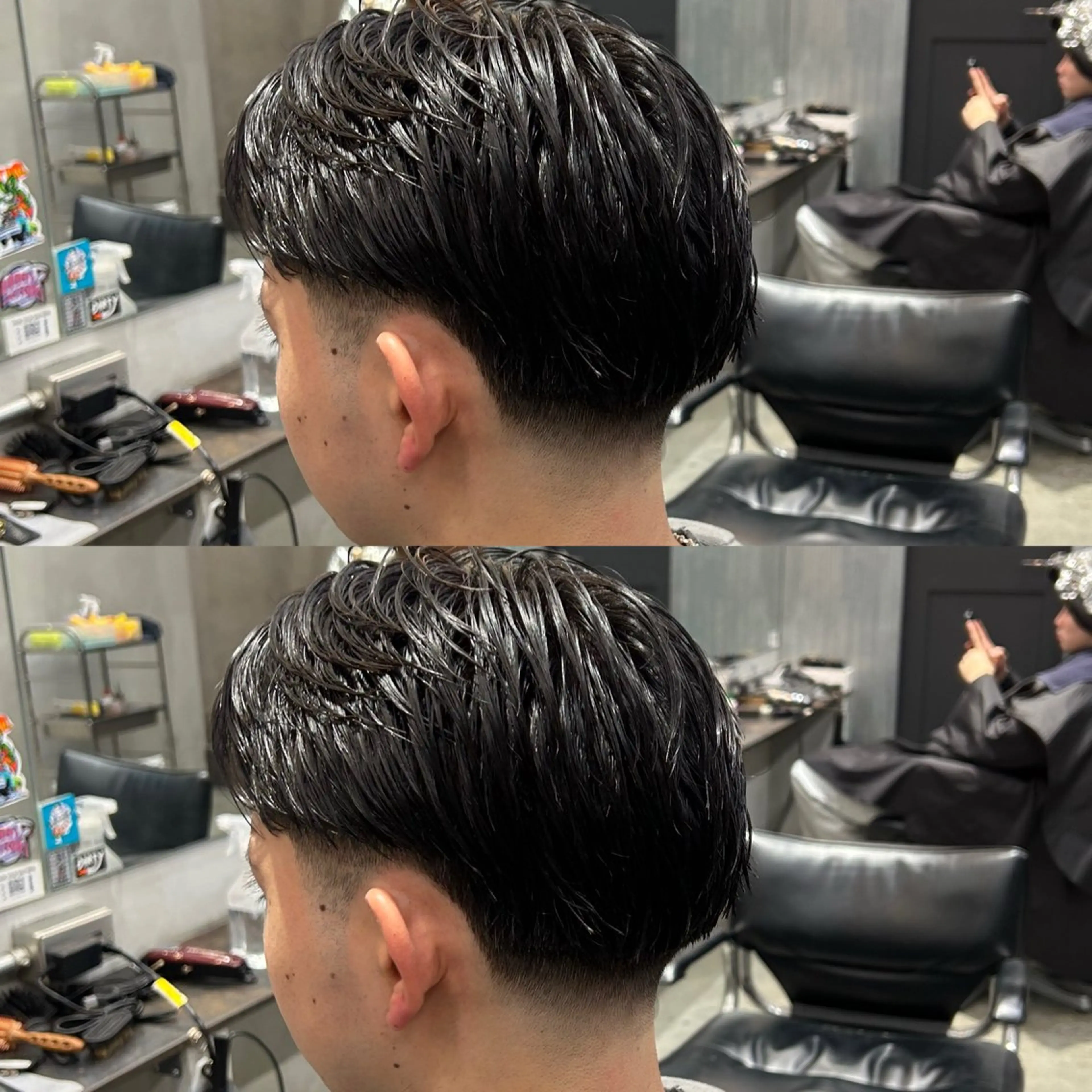 ミディアム メンズ フェードカット マッシュ カット 【明大前フェード/ メンズパーマ/岳】のヘアスタイル