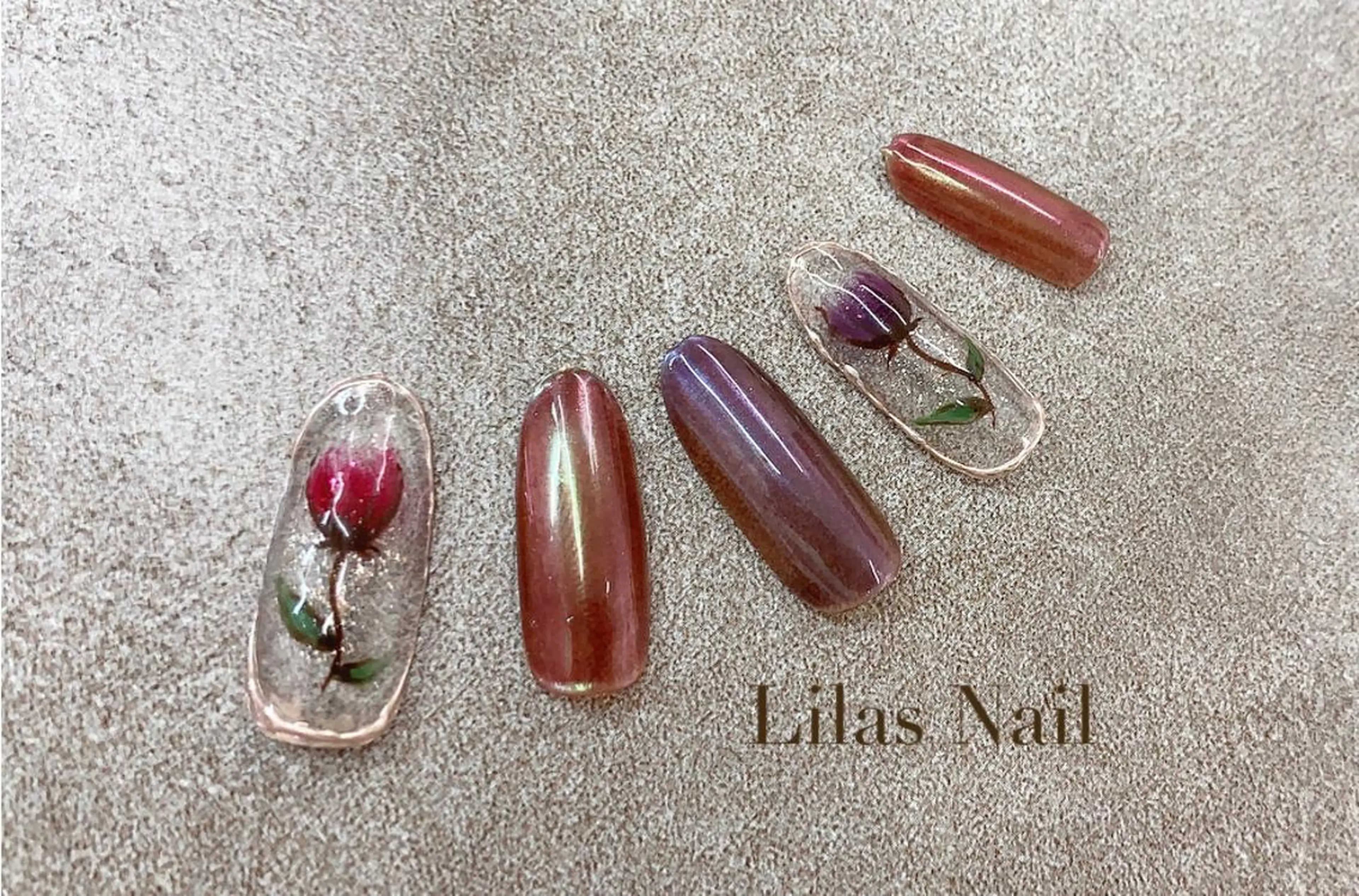 ネイル アートネイル フラワーネイル ジェルネイル ハードジェル ロングネイル Lilas Nailのネイルデザイン