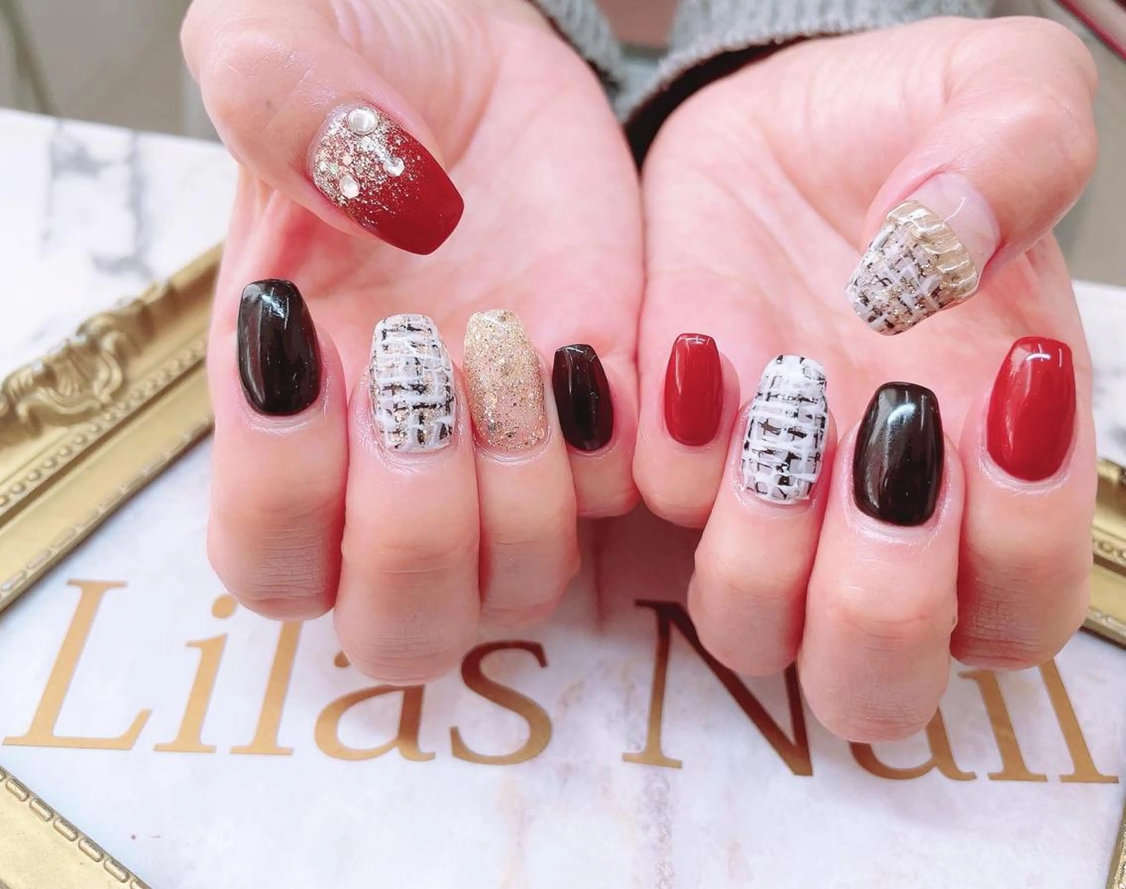 ネイル ボルドー フレンチネイル ジェルネイル グラデーション ハードジェル Lilas Nailのネイルデザイン