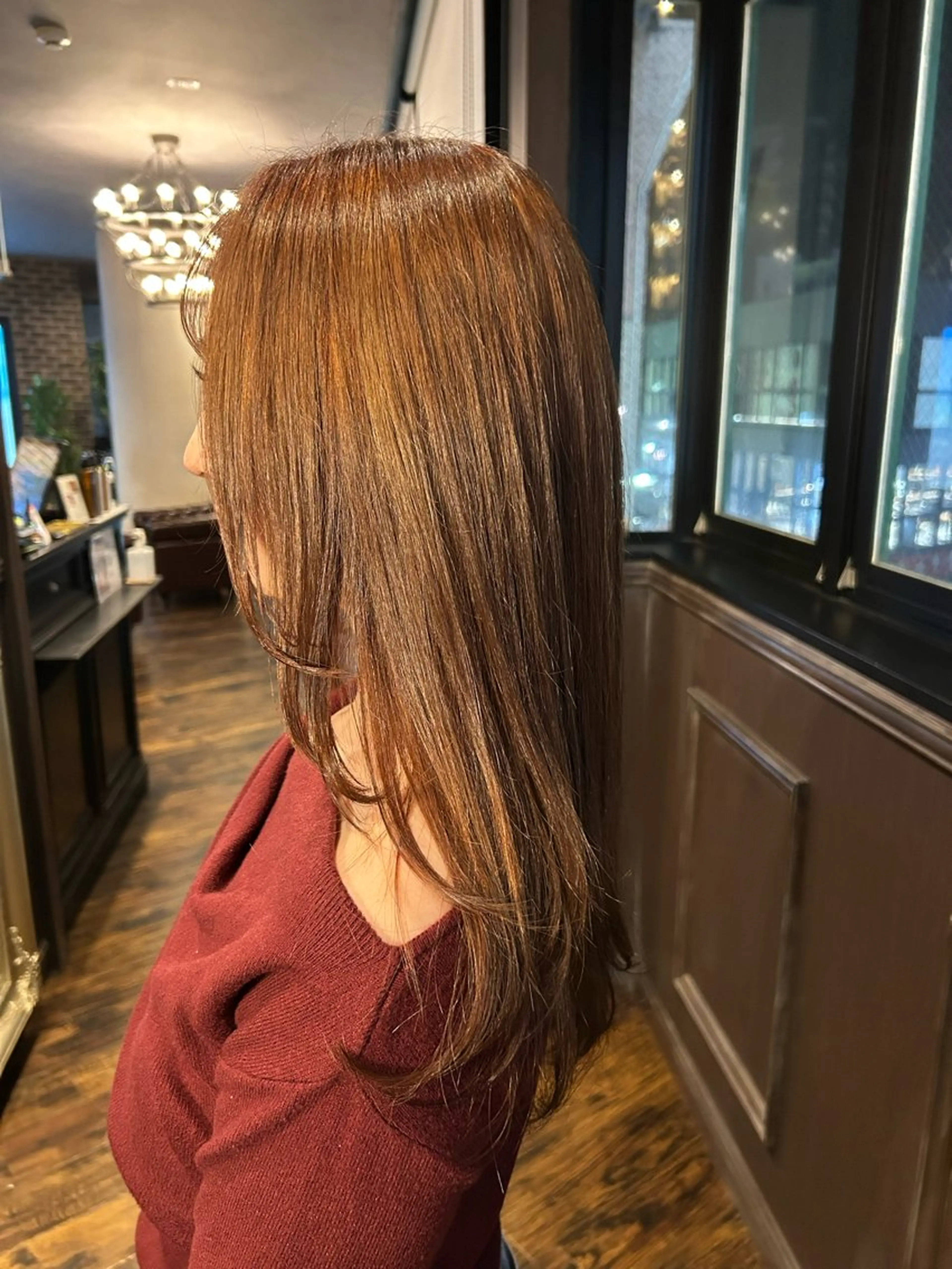 ロング カラー ヘアアレンジ ベージュカラー オレンジ オレンジベージュ ヘアカラー トリートメント 🌿Rina 🌙当日予約OK🌙のヘアスタイル