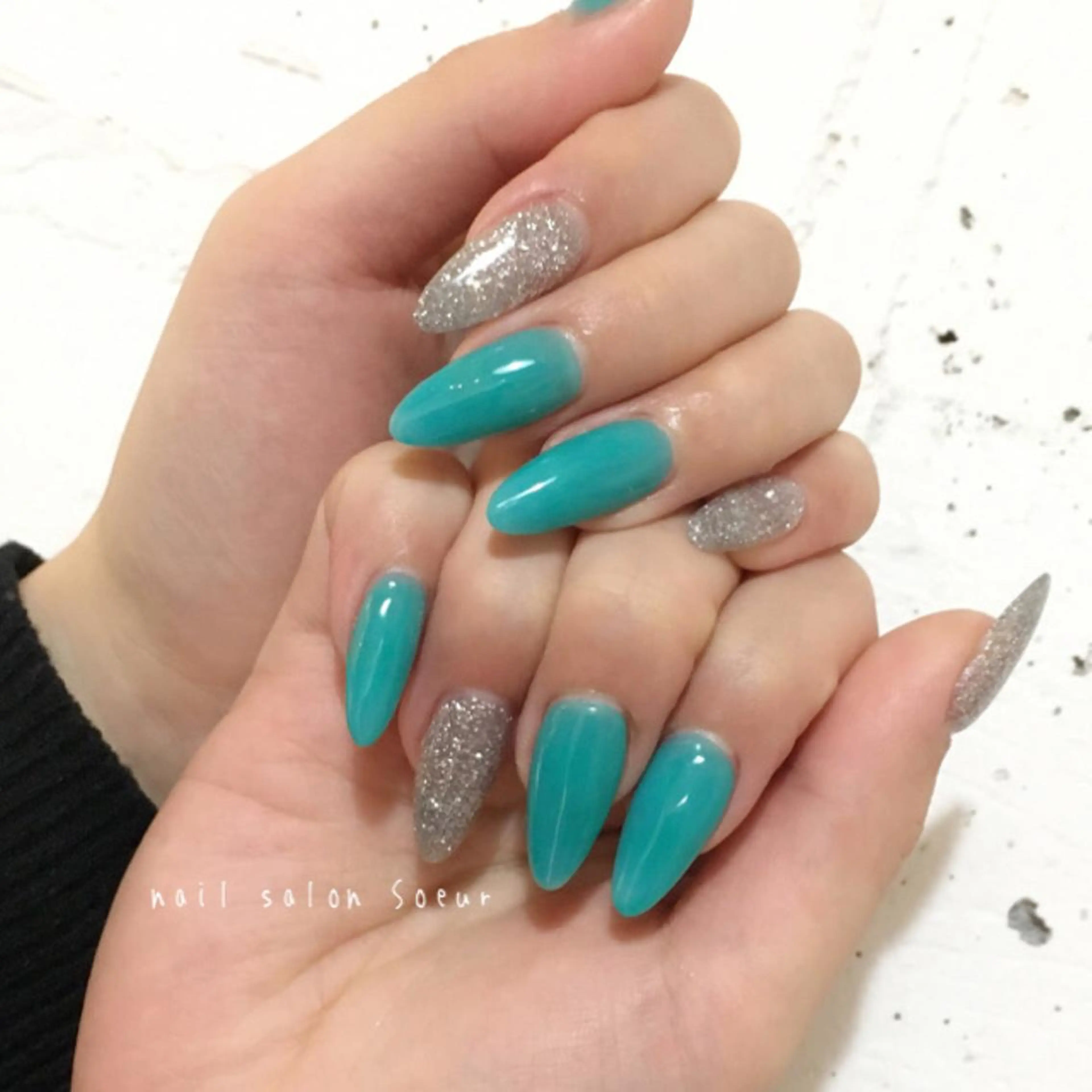 ネイル ラメ(グリッター) ワンカラーネイル ストーンネイル ハンドネイル nail salon Soeurのネイルデザイン