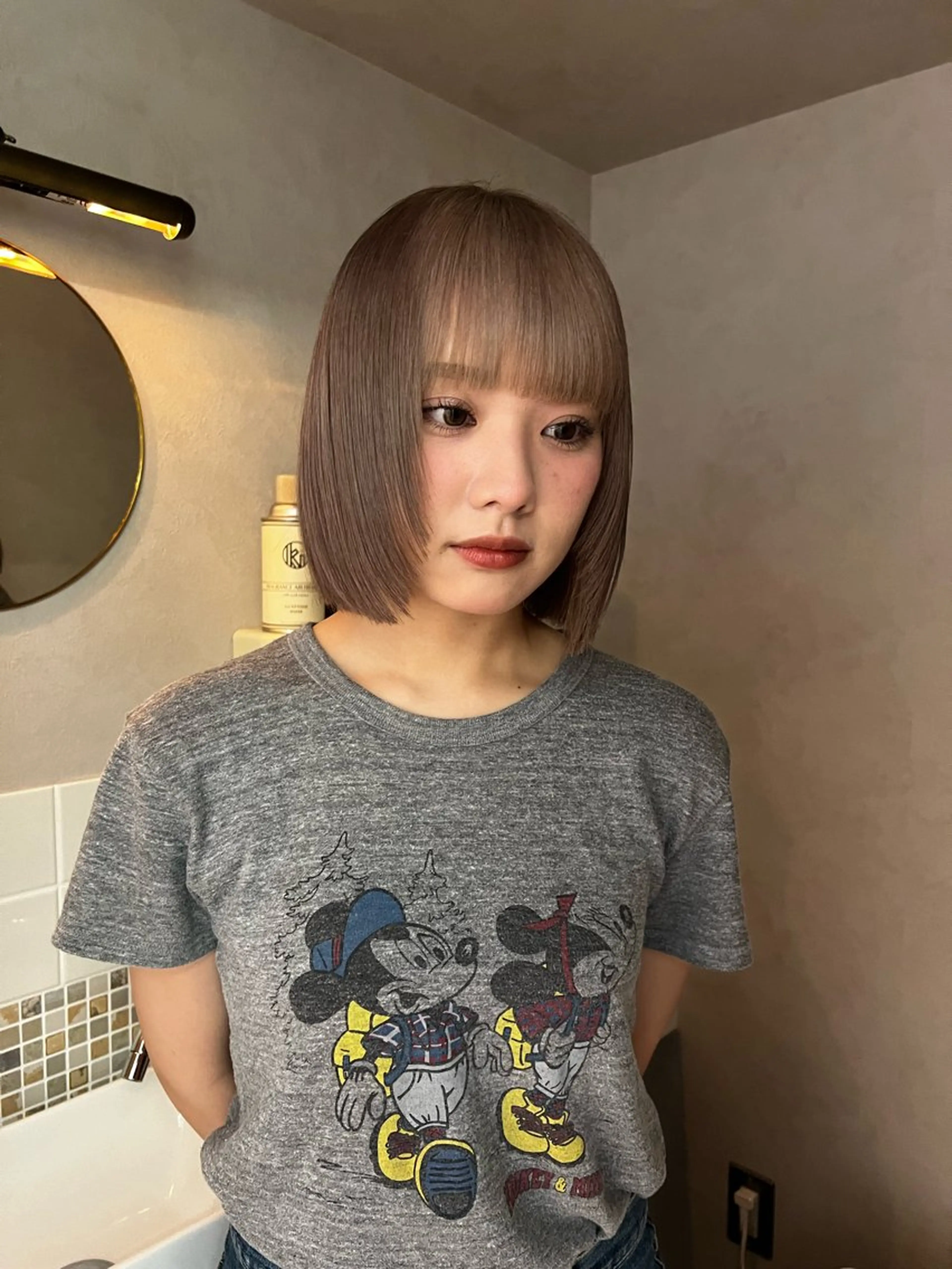 ショート カラー nishido ハイライト/パーマのヘアスタイル