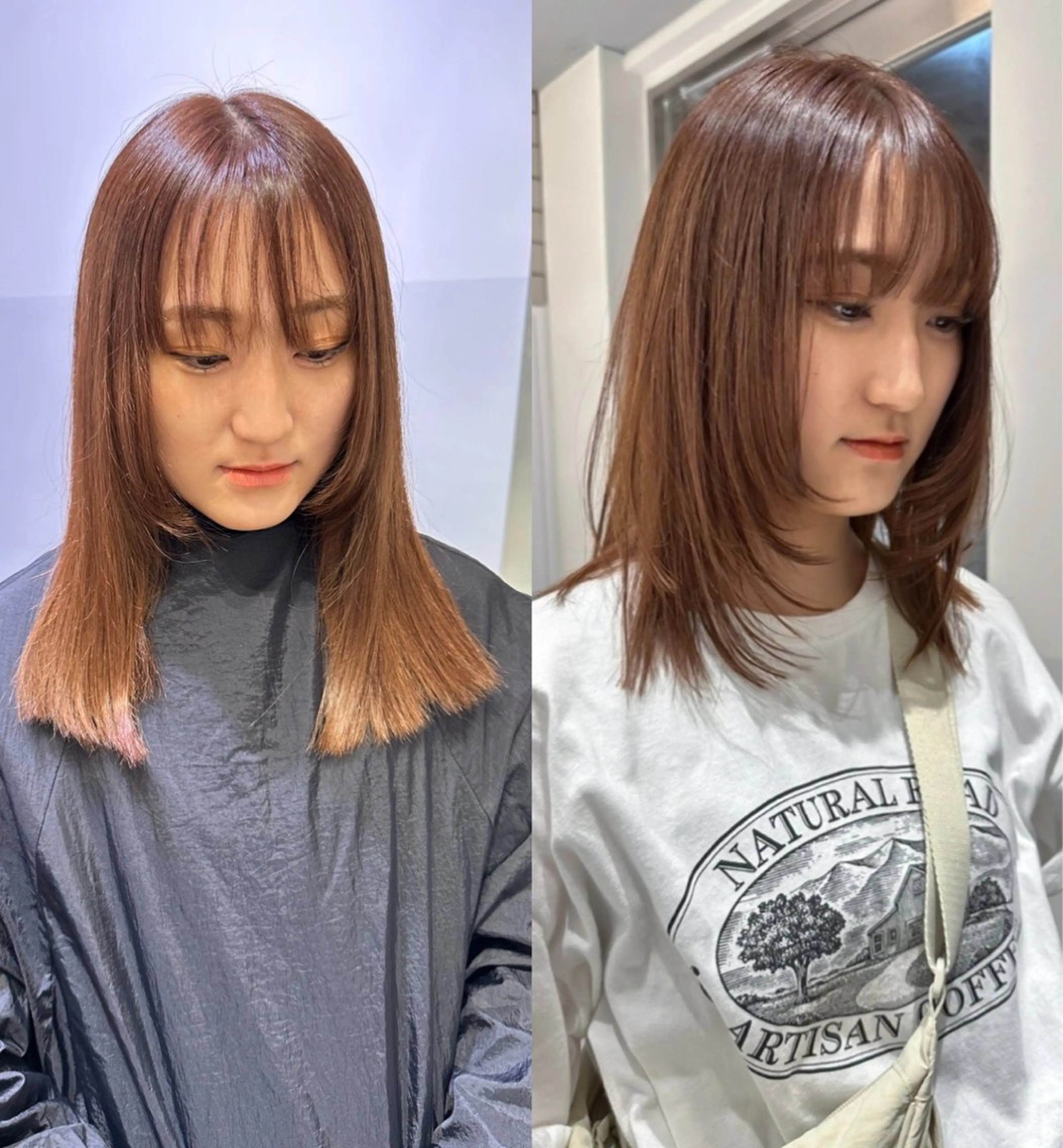 ミディアム 顔まわりレイヤー 顔周りカット レイヤーカット カット ヘアカラー トリートメント ୨୧柔らかいカラー nozomi ୨୧のヘアスタイル