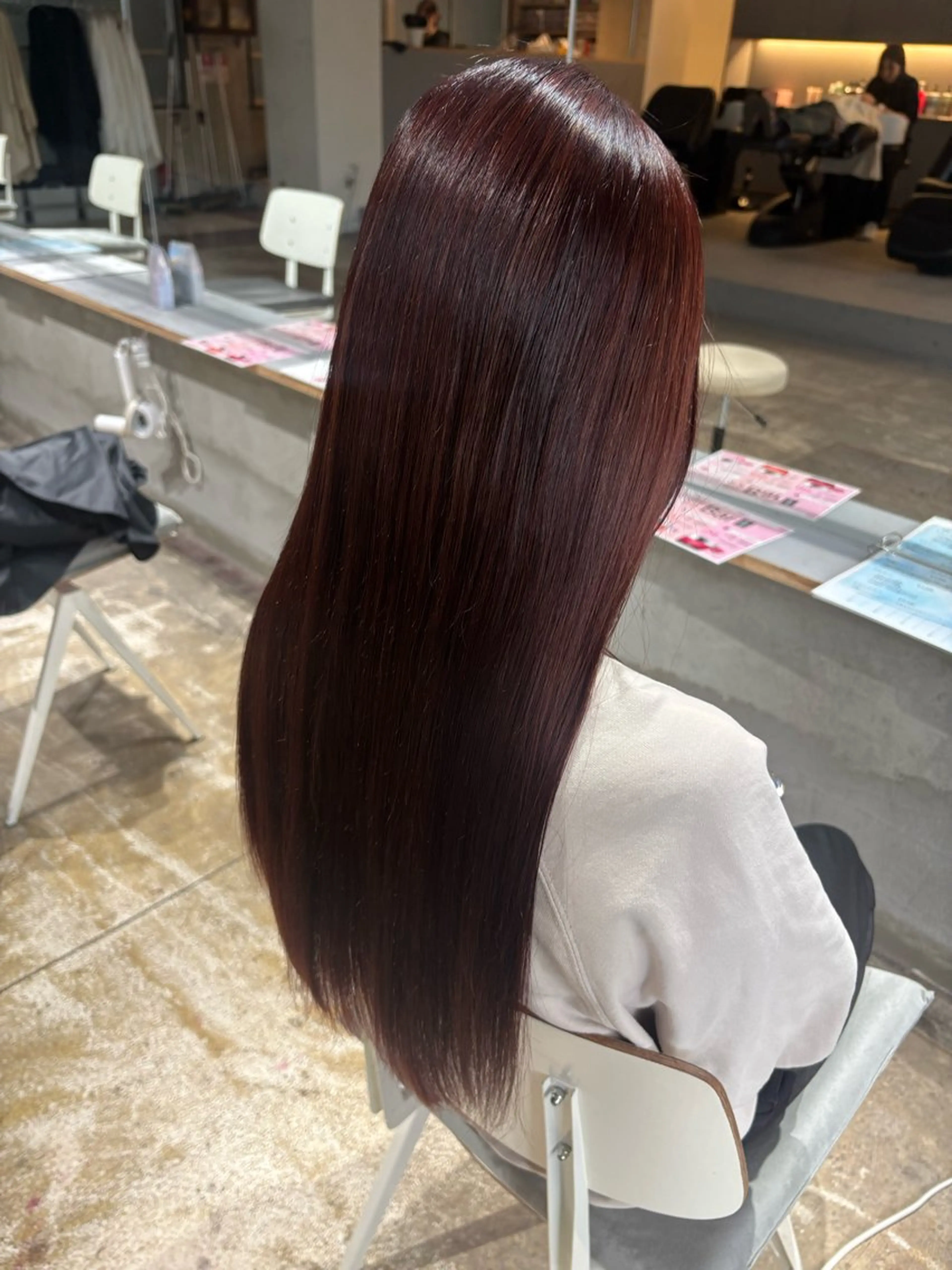 ロング カラー ブラウンカラー レッドカラー レッドブラウン トリートメント ヘアカラー 玉置 七海のマツエク・マツパデザイン