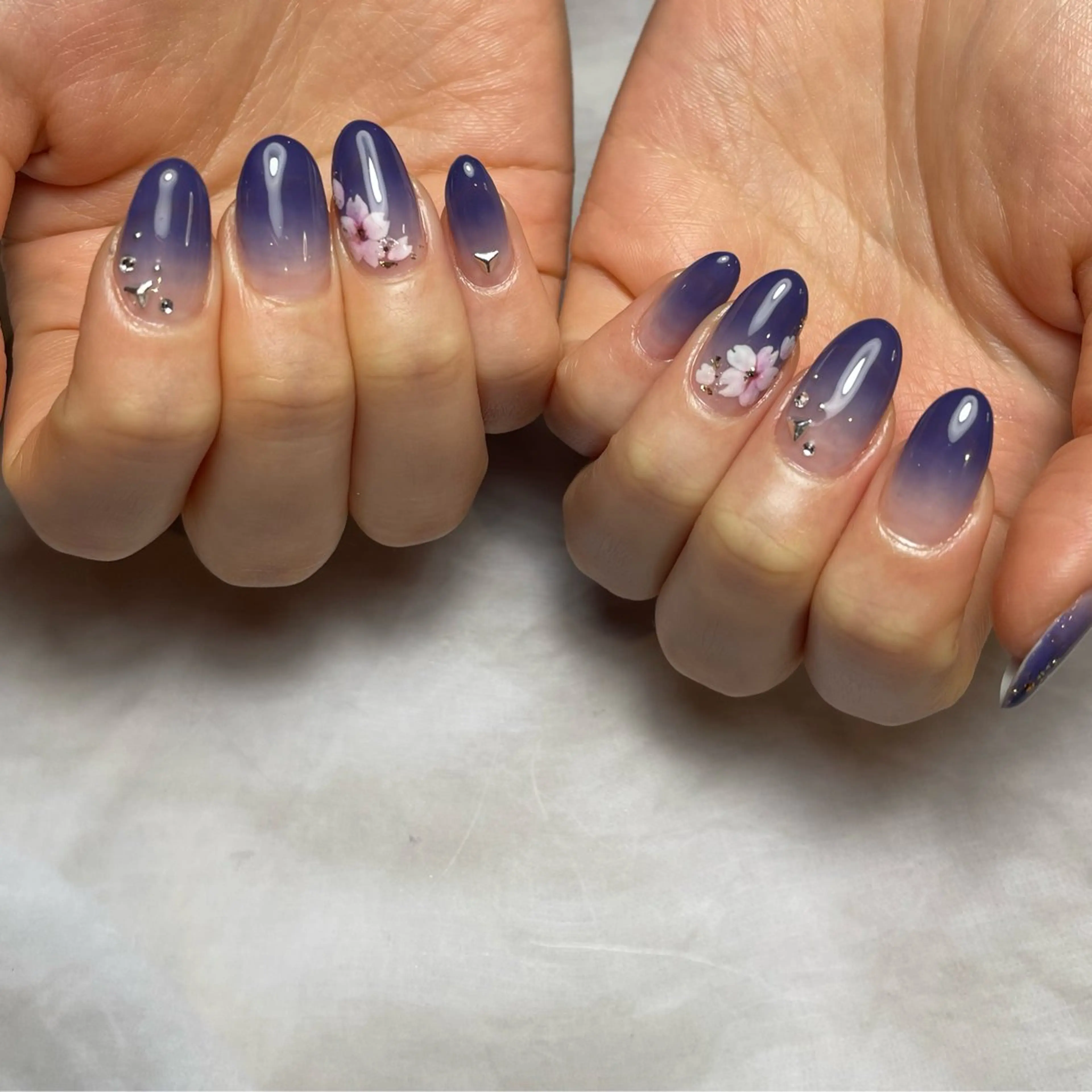 ネイル パープル 春ネイル ハンドネイル Reflection marikoのネイルデザイン