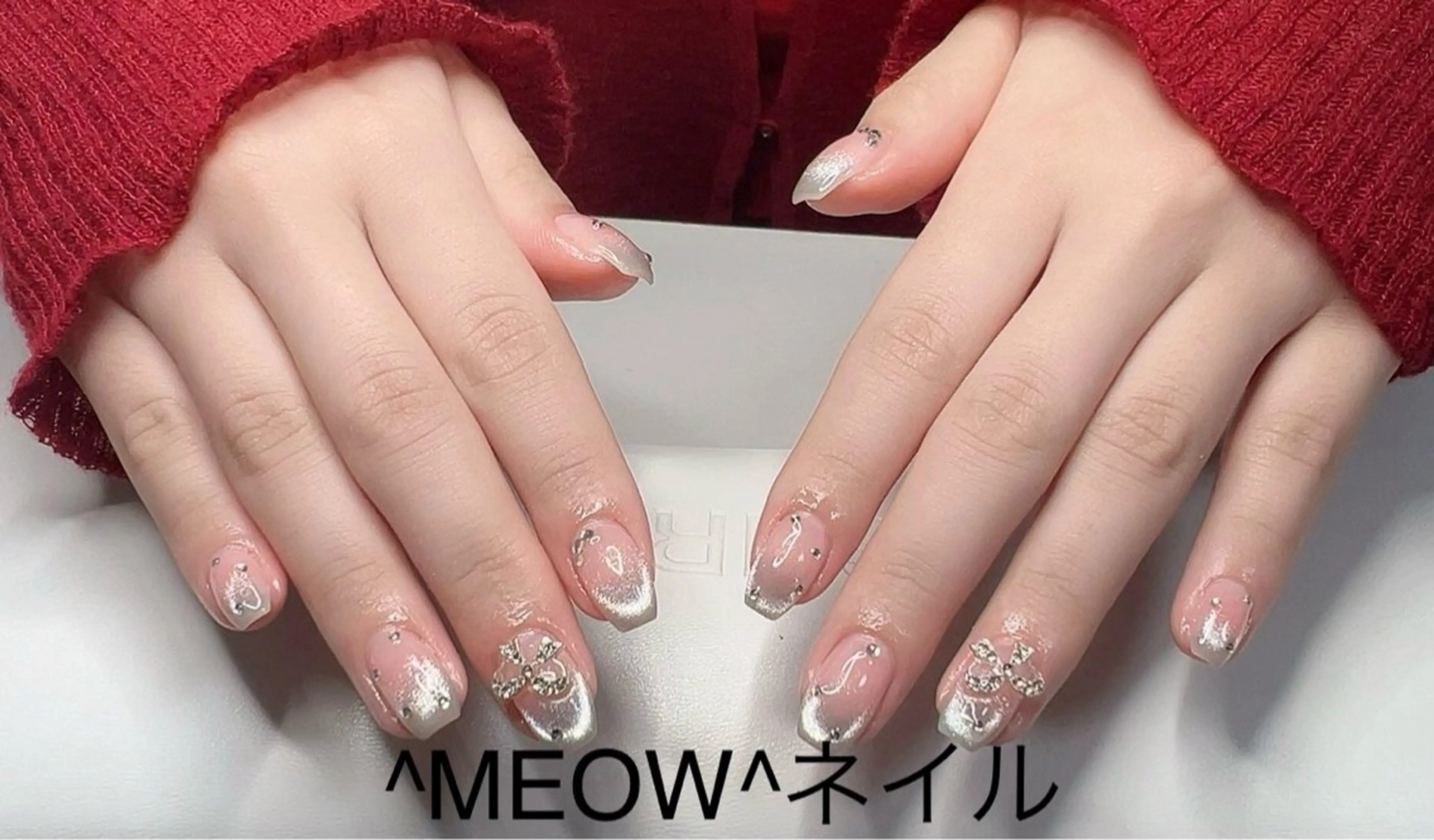 ネイル フレンチネイル マグネットネイル マグネットフレンチ ハンドネイル ^MEOW^ salonのネイルデザイン