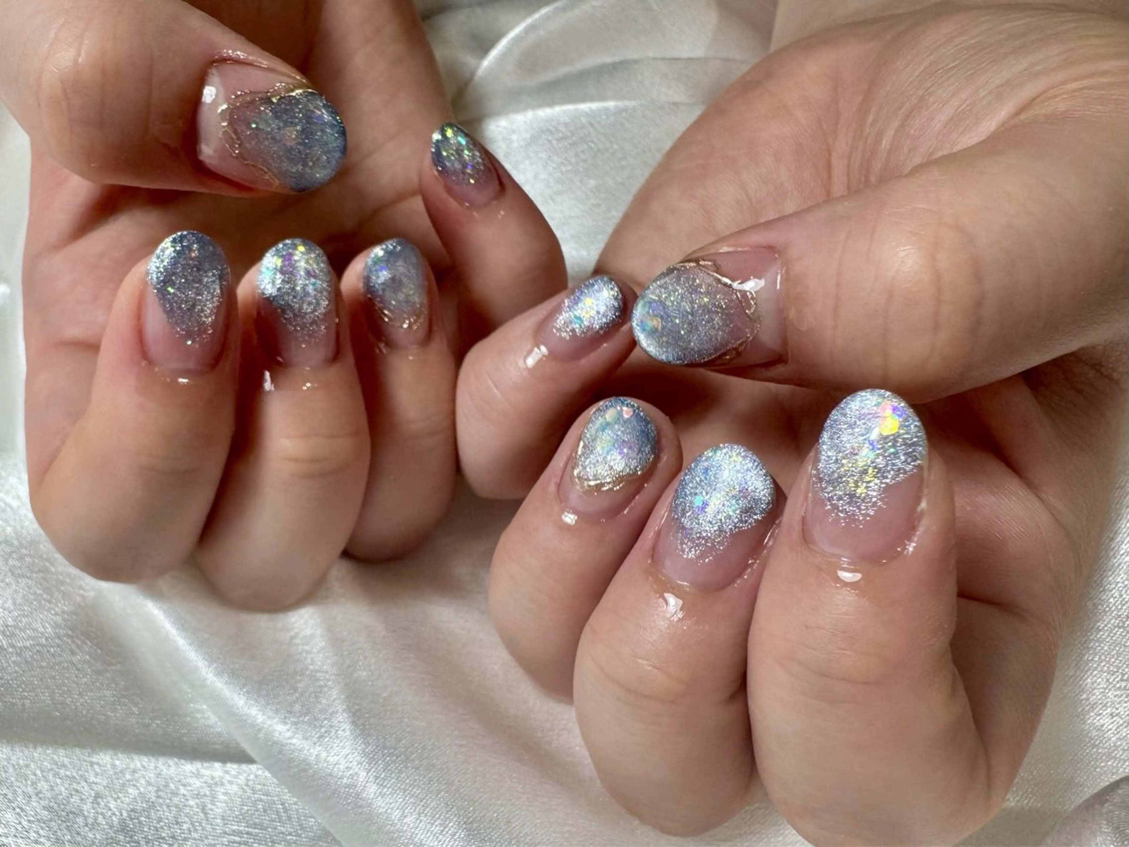 ネイル オーロラネイル 桜ネイル フラワーネイル フットネイル フレンチネイル ハンドネイル kikinail 溝の口のネイルデザイン