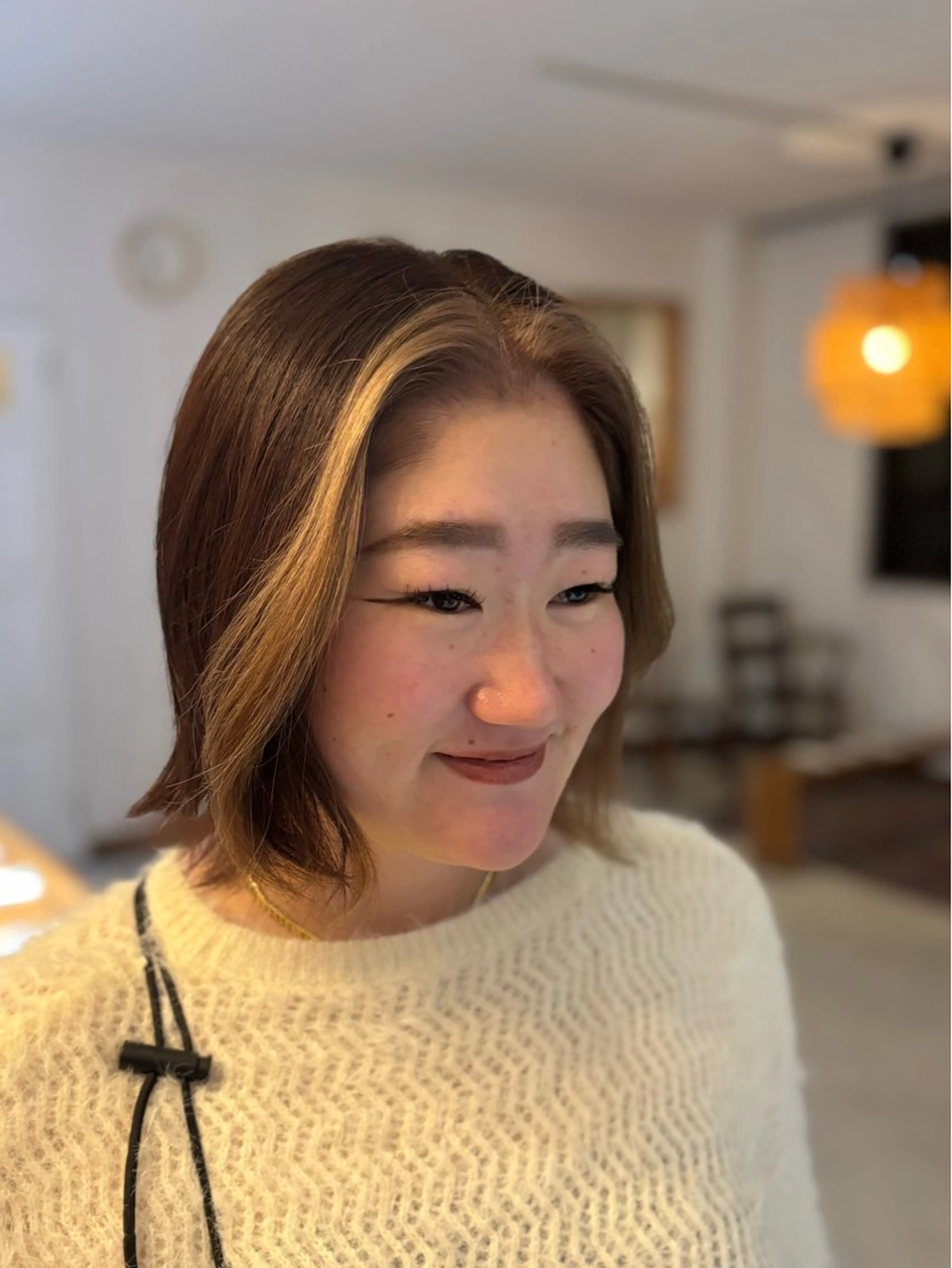 ミディアム カラー ヤマノウチ アヤカのヘアスタイル