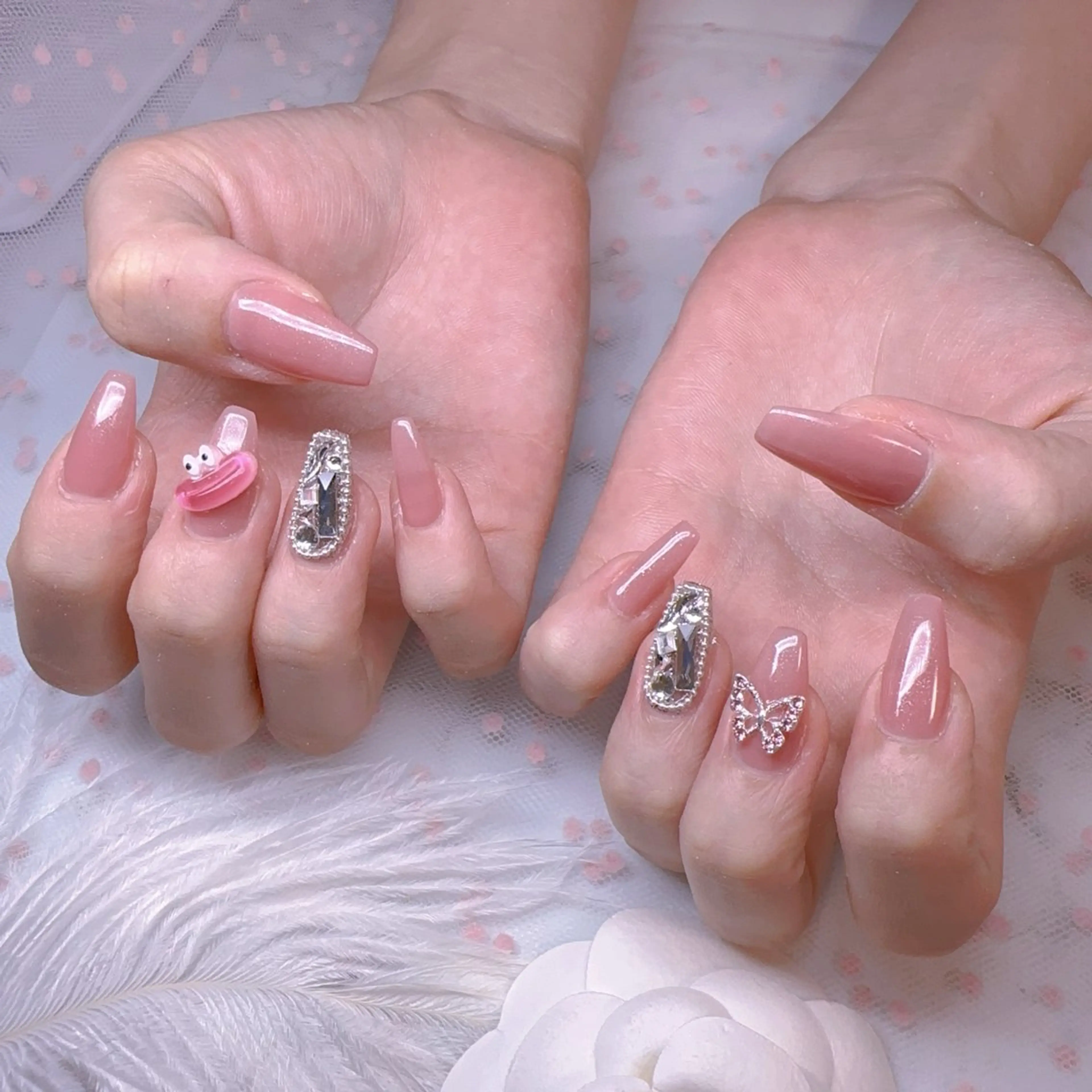 ネイル アートネイル オーロラネイル 長さ出し フットネイル 韓国ネイル ハンドネイル Belle nail salon 新小岩のネイルデザイン