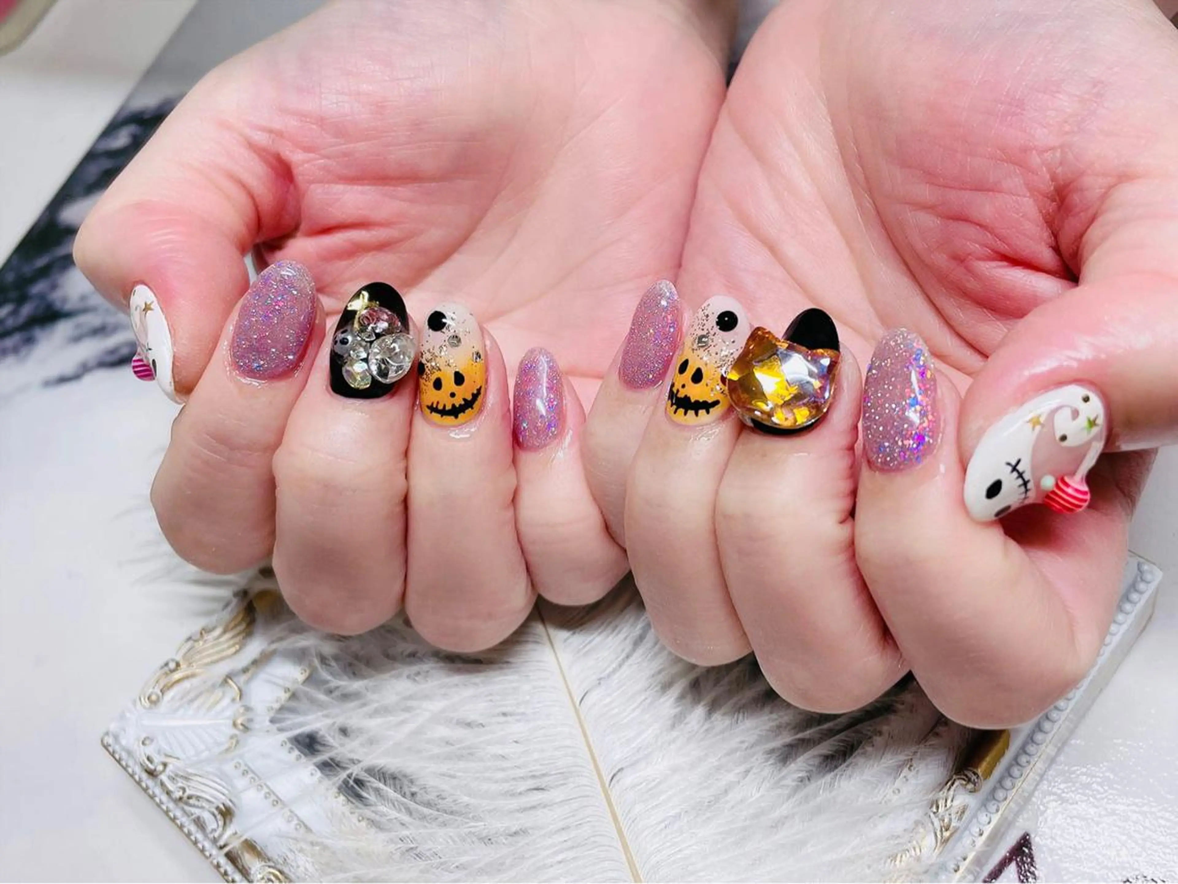 ネイル ストーンネイル 長さだし専門店 M2　rikaのネイルデザイン