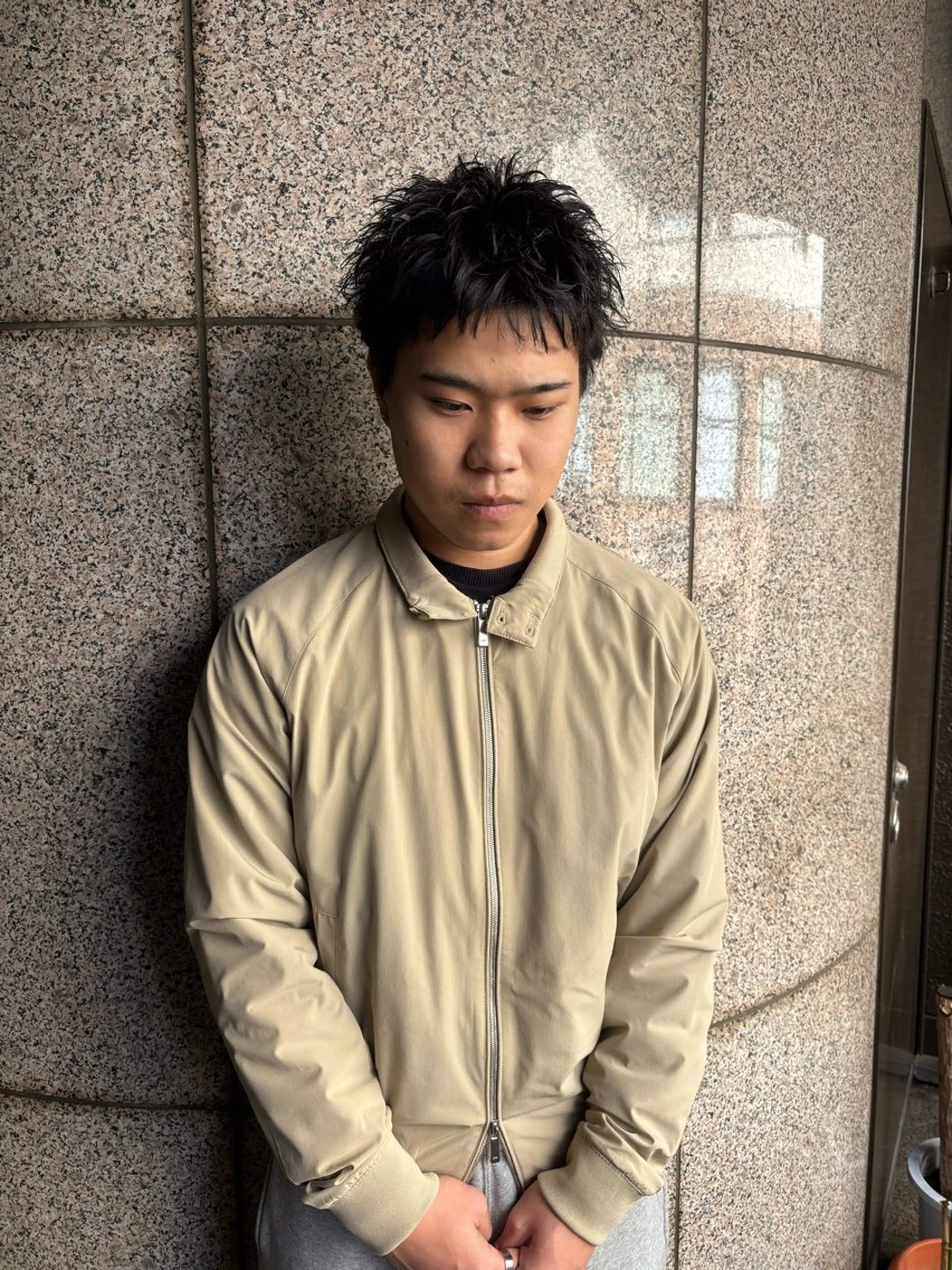 メンズ カット スパイキーパーマ 柏NO1 藤本葉のヘアスタイル