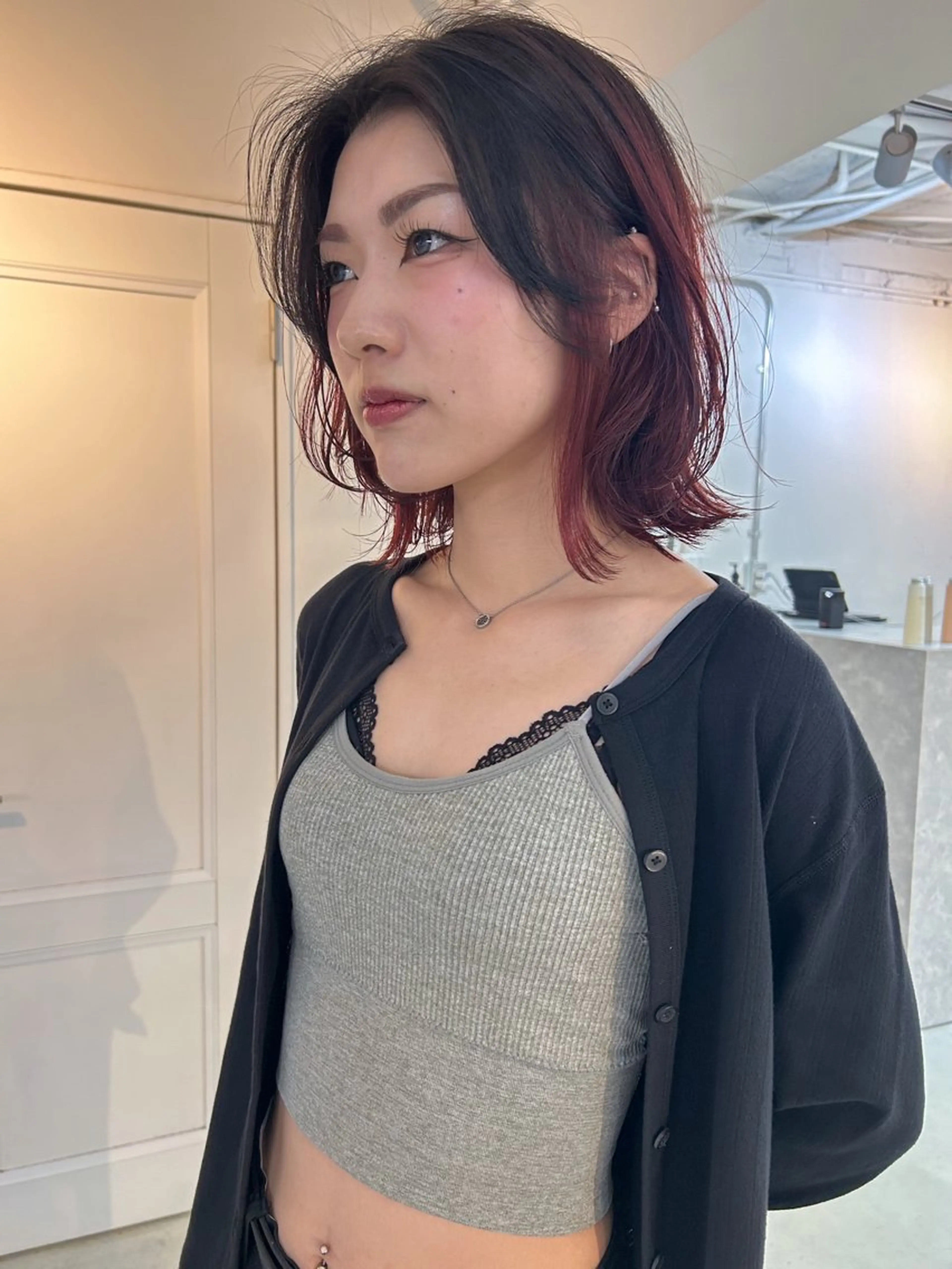 カラー 黒髪 デザインカラー レッドカラー 心斎橋/ボブカット /りくのヘアスタイル