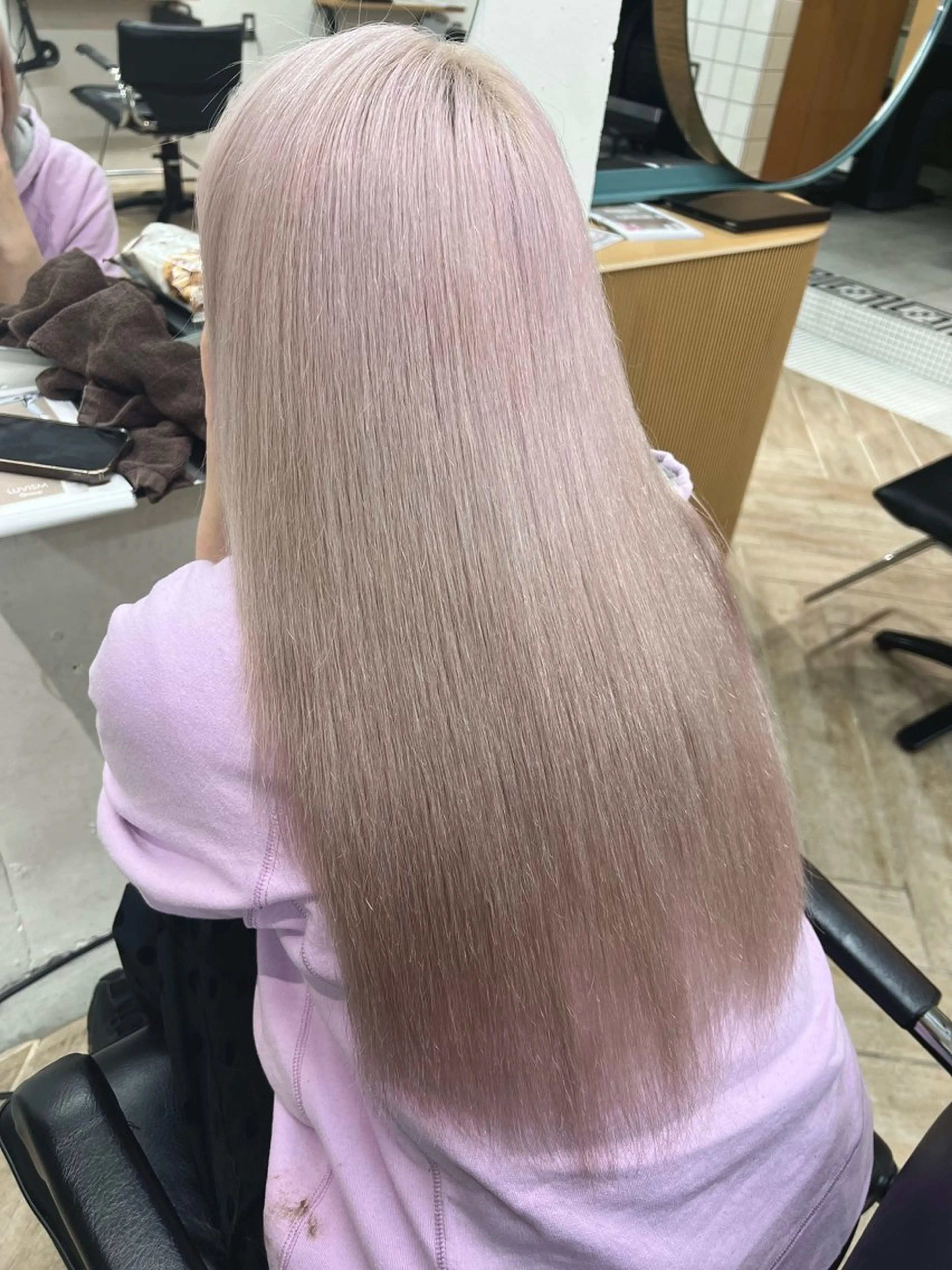 ロング カラー ヘアカラー トリートメント ベージュ/髪質改善 新潟/万代/井上佑のヘアスタイル