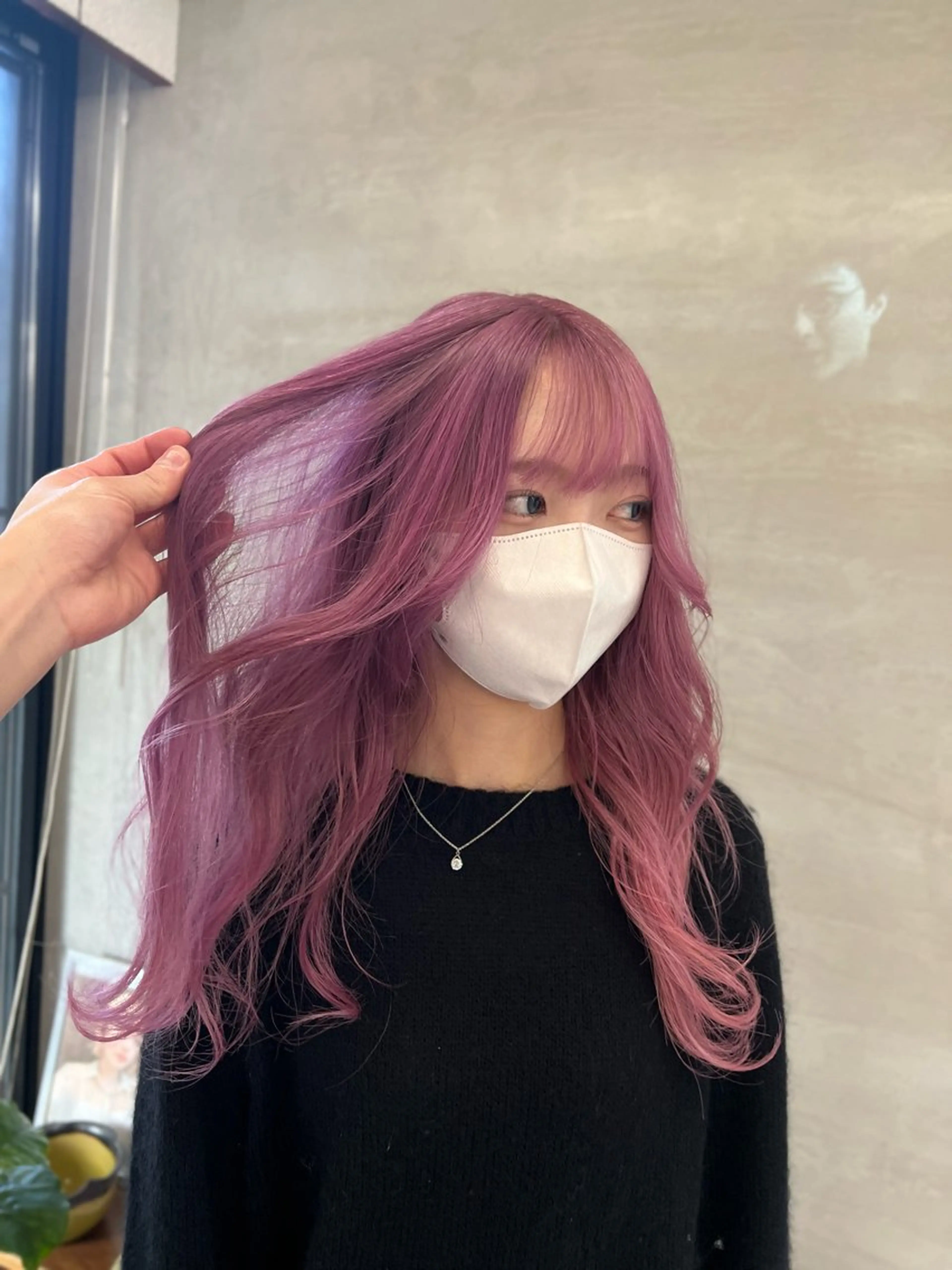 ロング カラー ブリーチ ケアブリーチ ケアカラー ラベンダーカラー ラベンダーピンク ケアブリーチ/ ハイトーン/牧野のヘアスタイル