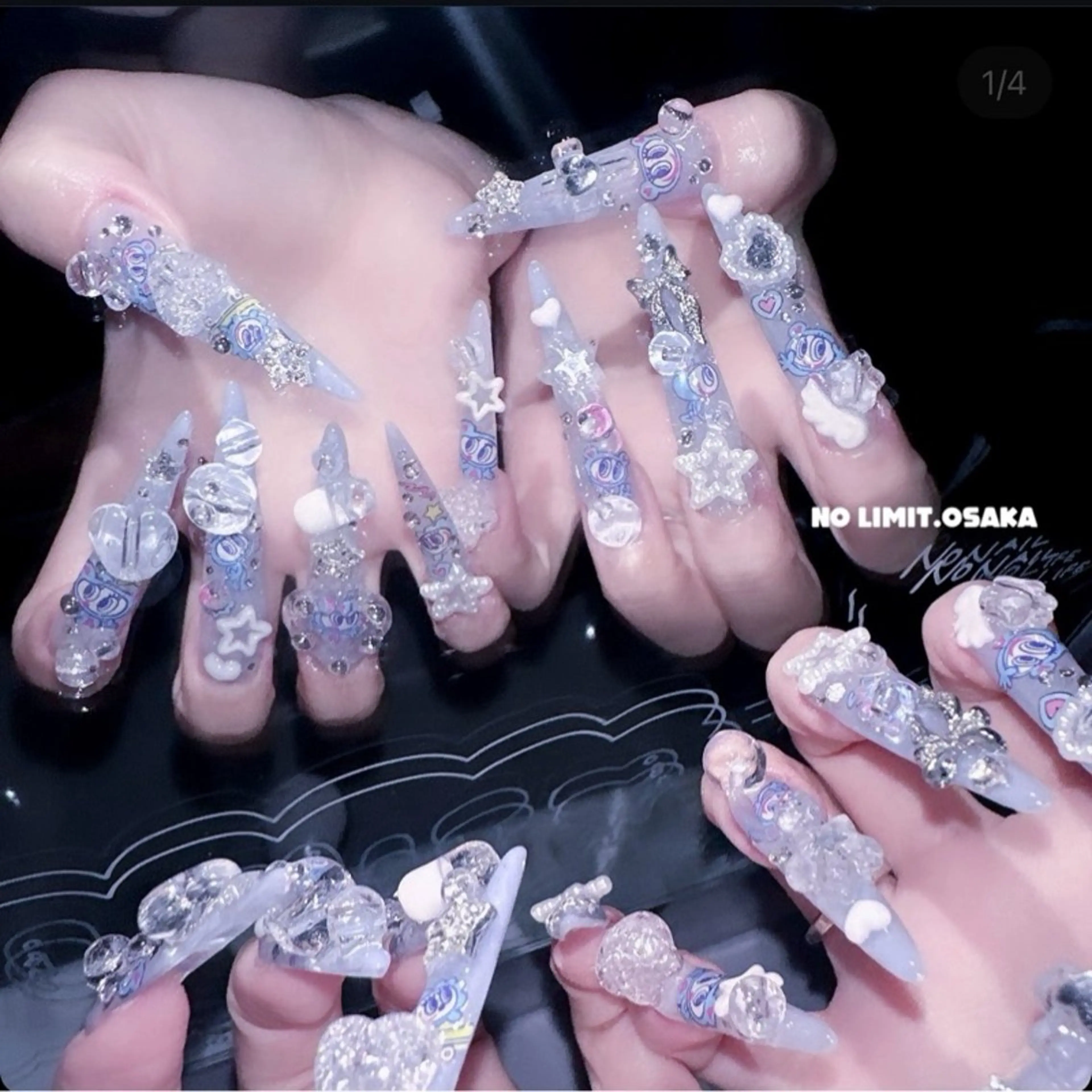 ネイル 長さ出し グラデーション キラキラネイル マグネットネイル ミラーネイル Lee Nails チップ長さだし専門店のネイルデザイン